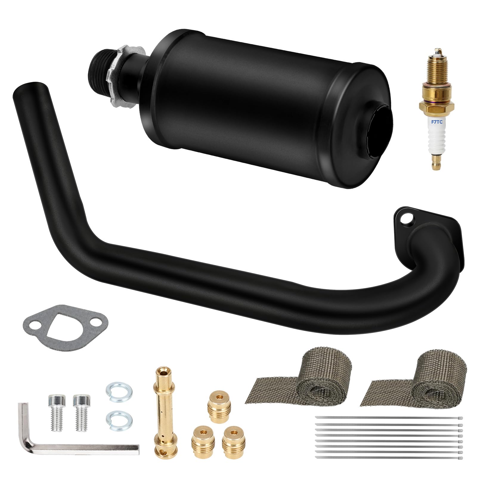 Hiaors Racing Exhaust Pipe Muffler Main Jet Kit For Predator 212Cc 196Cc 224Cc 6.5Hp Coleman Ct200U Bt200X Ct200U-Ex Mini Bike K
