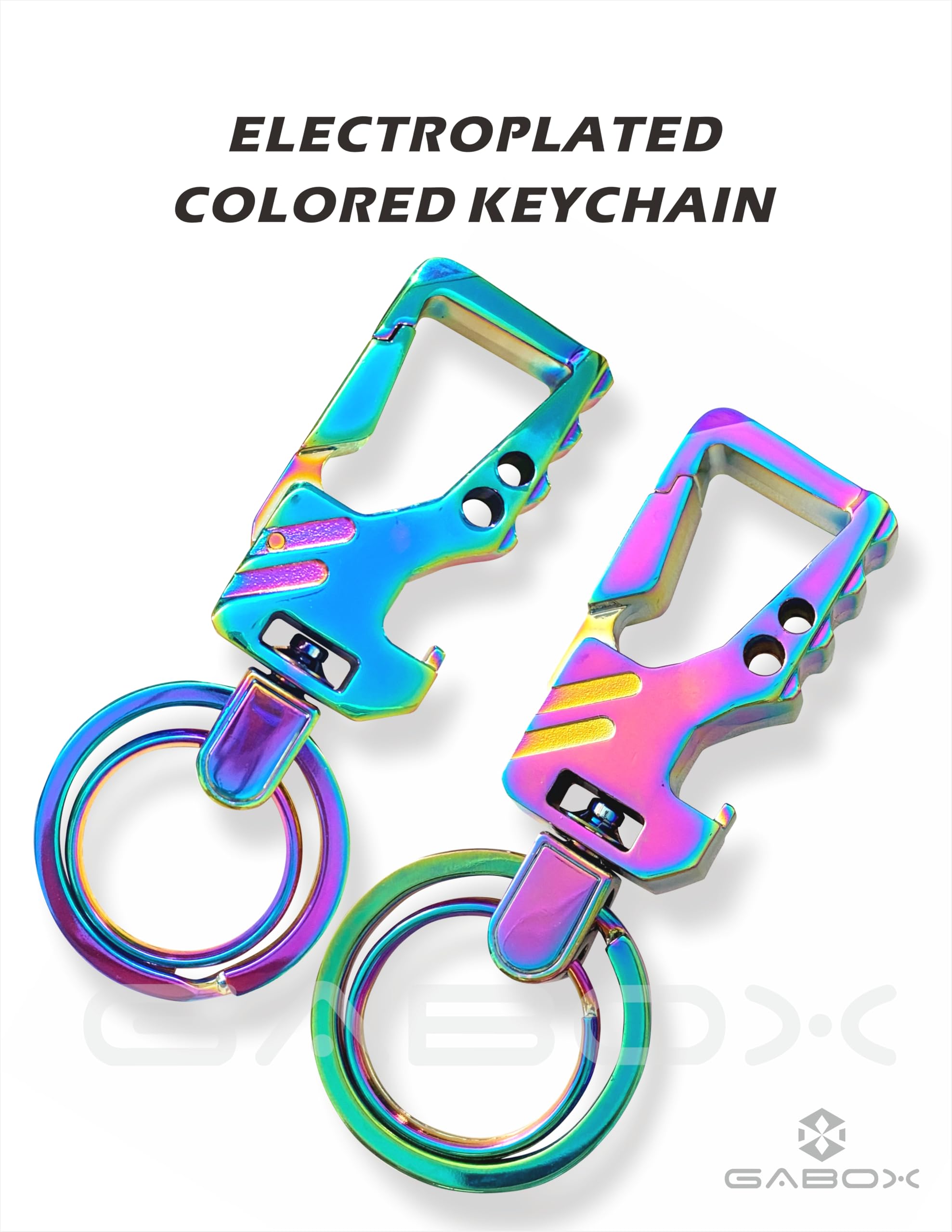 Gabox 2Pcs Keychain Edc Keyring Bottle Opener Auto Car Key Holder Tactical Carabiner Key Chain Clip Llaveros Porte-Cl  S, Electr
