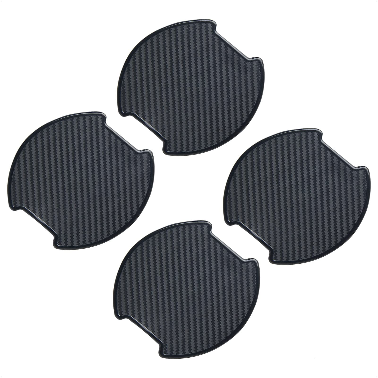 Tangsen 4Pcs Universal 3D Carbon Fiber Texture Automotive Door Cup Handle Recess Paint Protector Cover Scratch Non-Marking Black Tpu Personalize Pad Sticker (L)