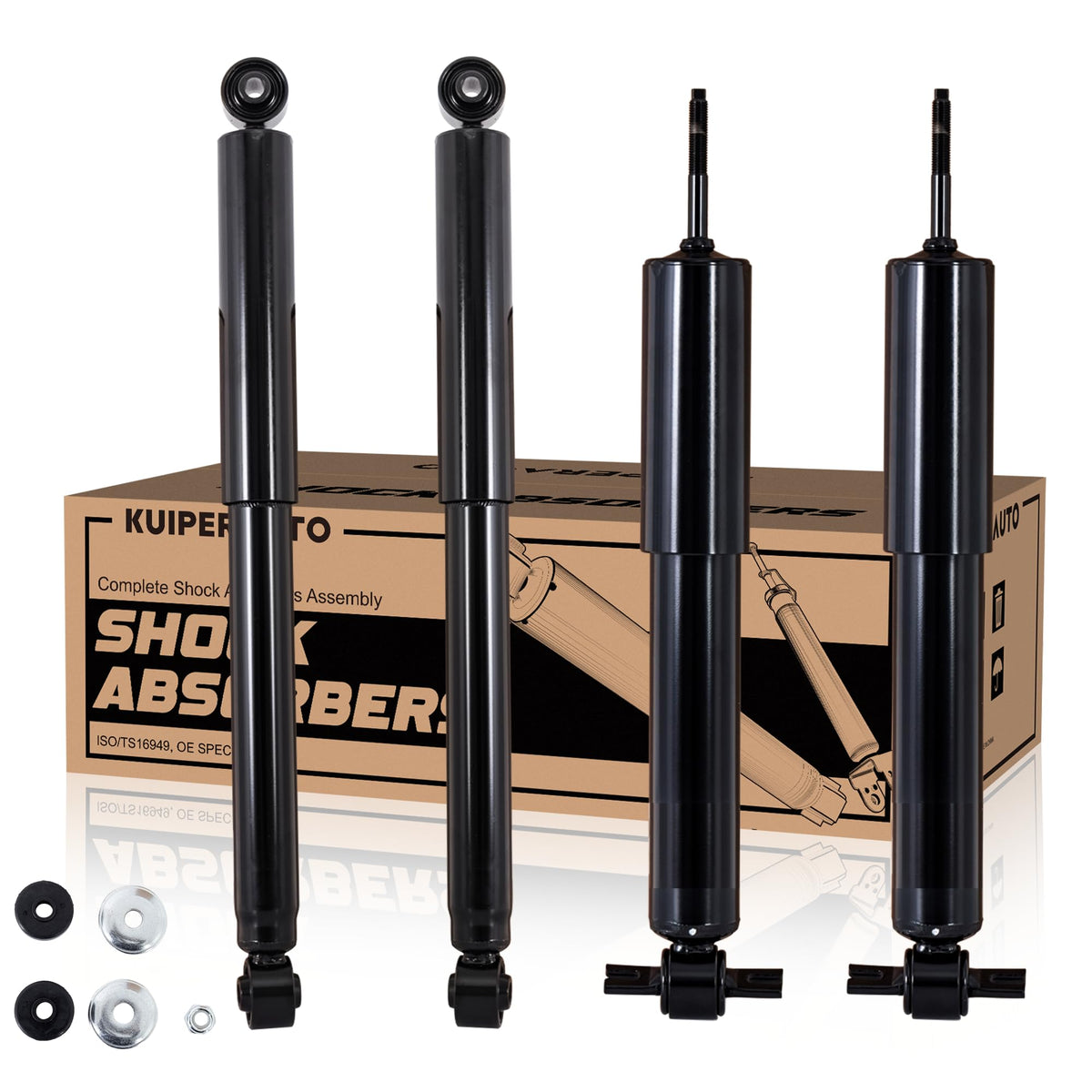KUIPERAUTO Front and Rear Shock Absorbers Complete Struts Assembly Compatible for 1999-2006 Chevy GMC Silverado Sierra 1500, w/o