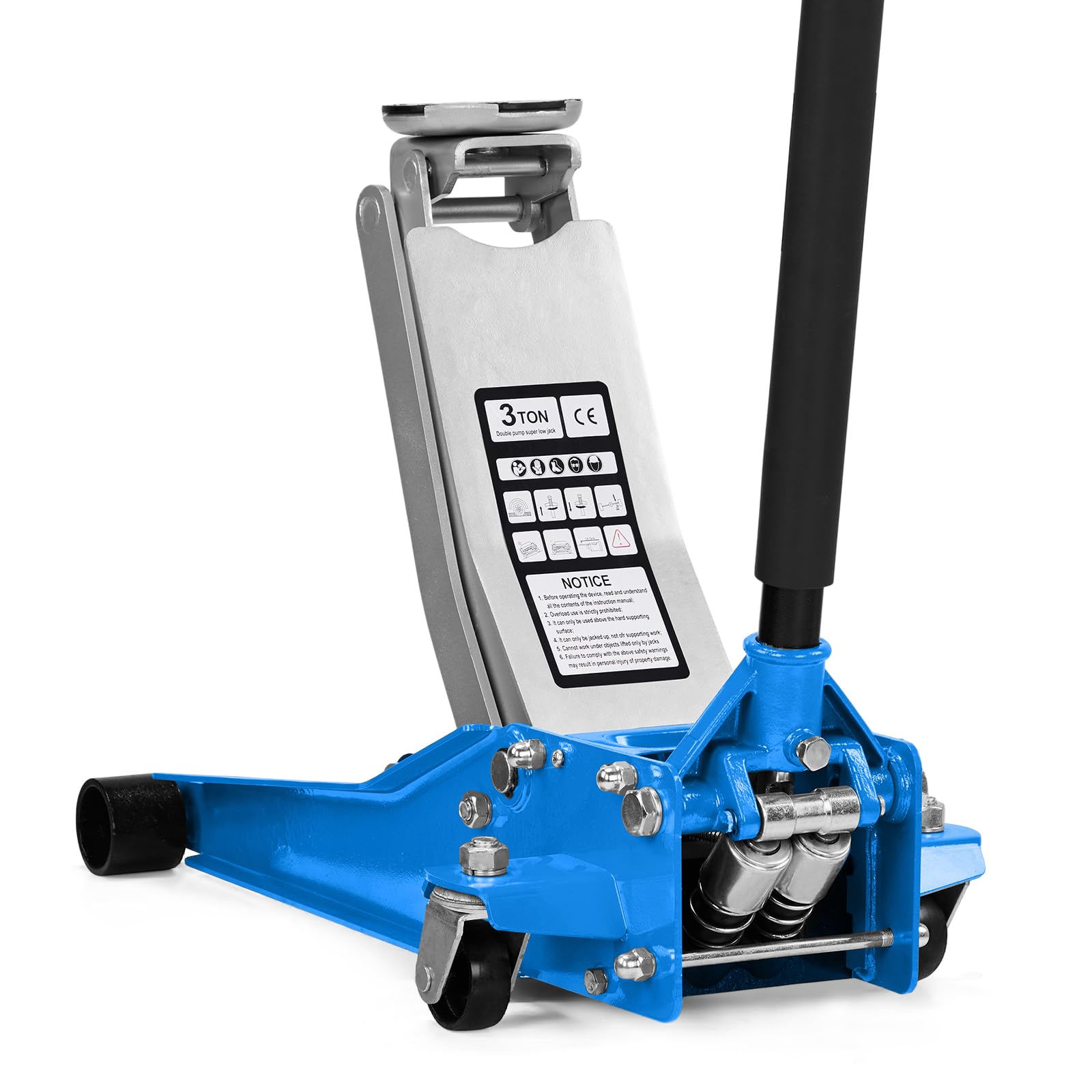 Bonnlo 3 Ton Low Profile Floor Jack with Dual Pistons, Lifting Range 2.95 to 20.1 Horizontal Hydraulic for Garage, Workshop and 