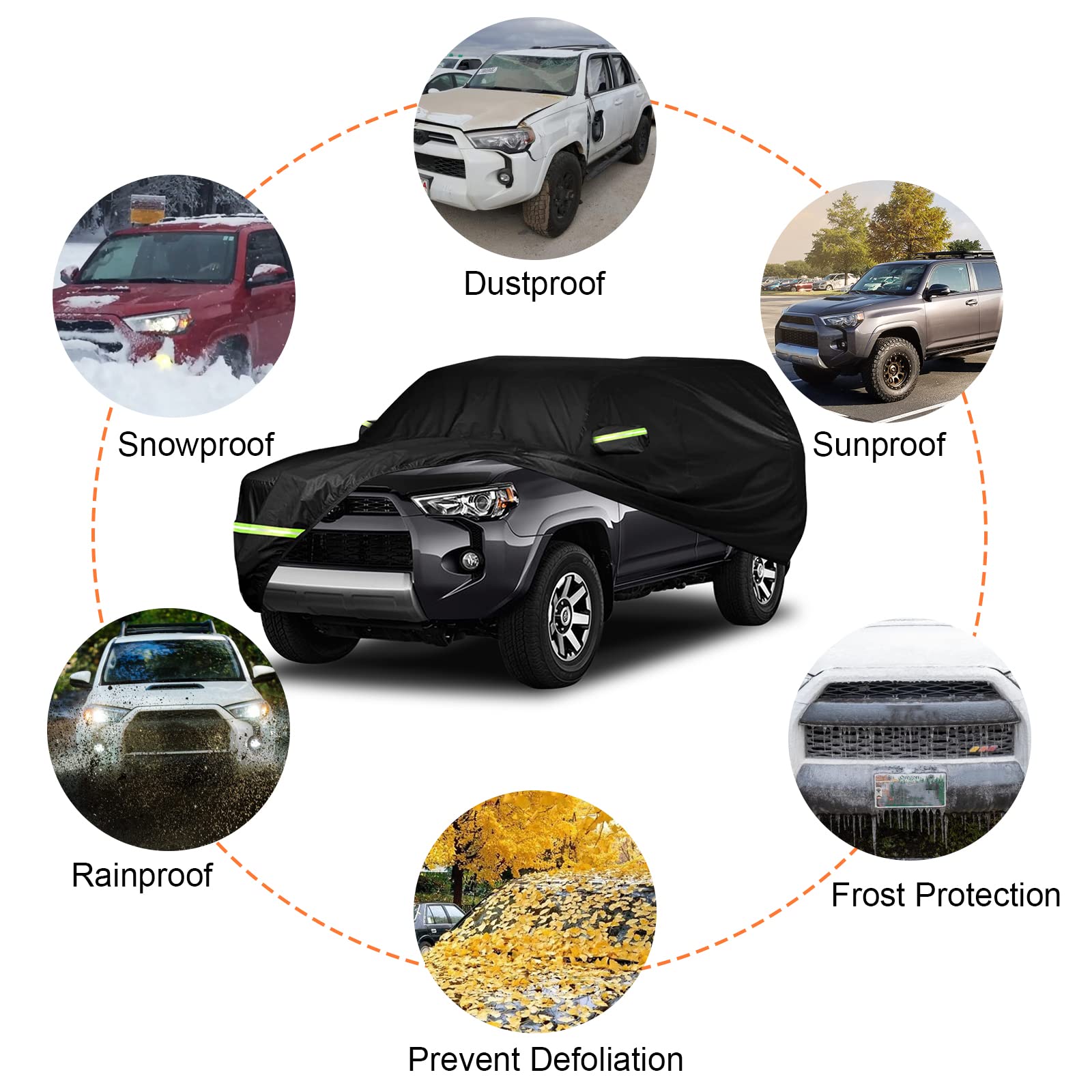 Waterproof Car Covers Replace For 2002-2025 Toyota 4Runner, 6 Layers All Weather Custom-Fit Outdoor Full Car Covers With Zipper