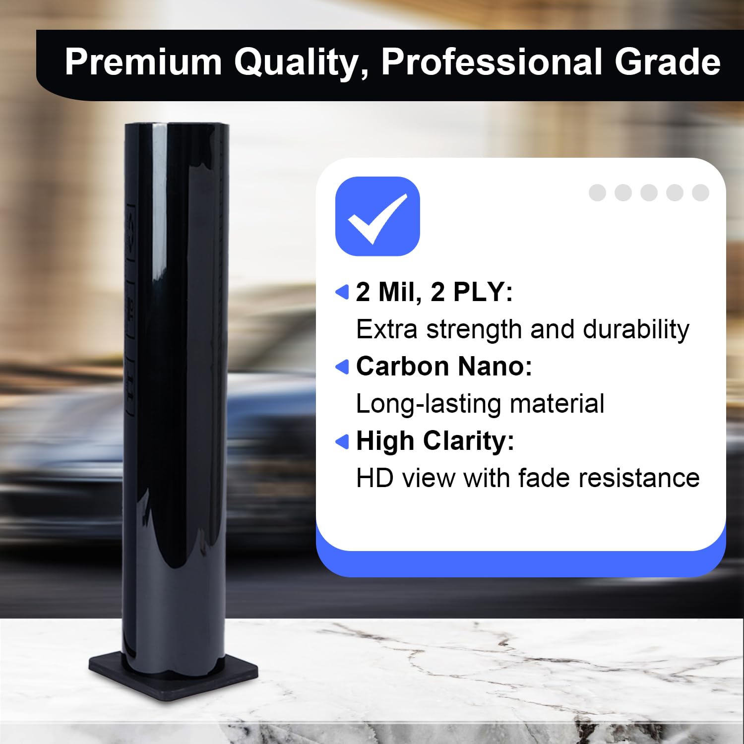 LuxeShade Auto Window Tint Film Roll - 15% VLT Privacy, UV Protection, Scratch & Heat Resistant - Blackout Shade for Car Windows