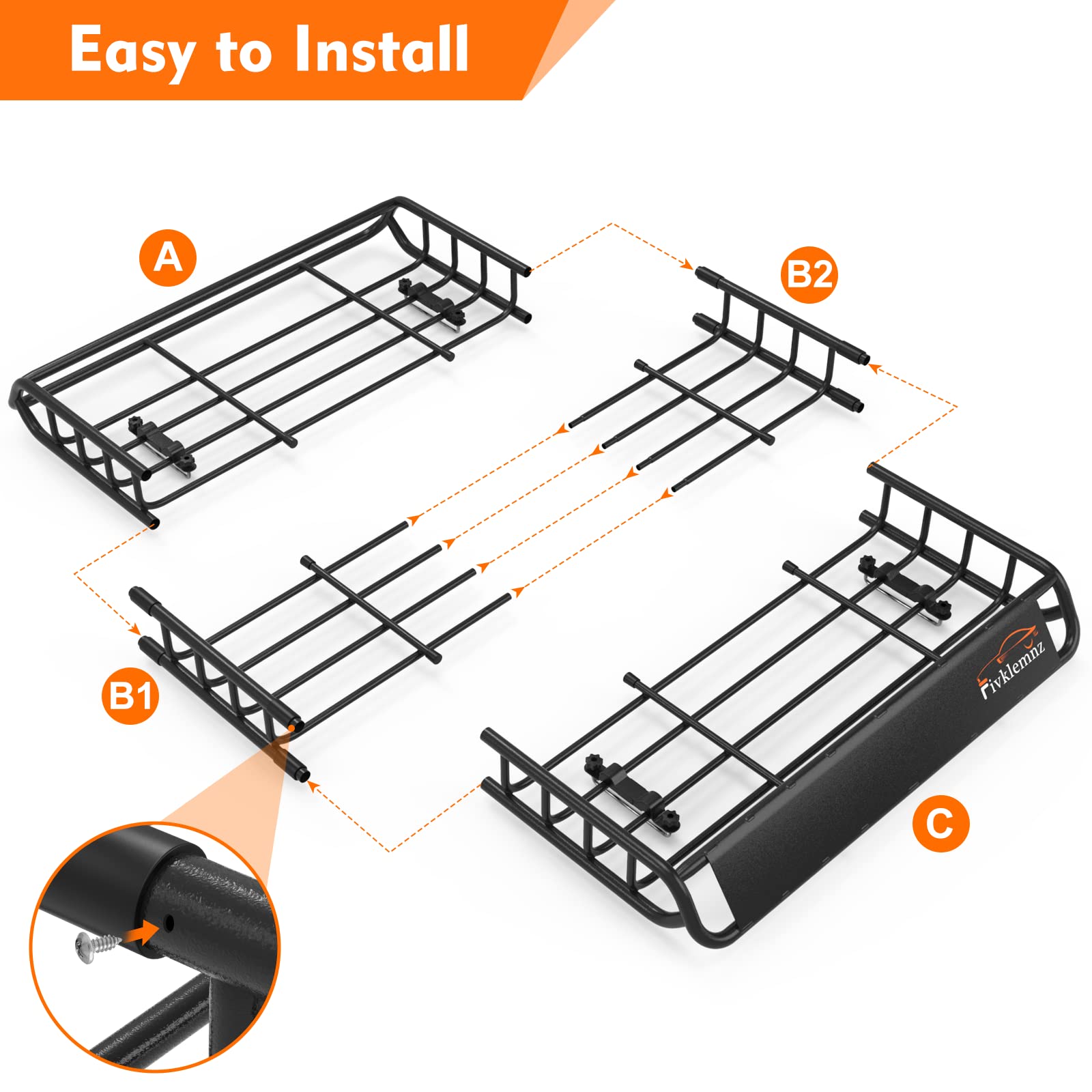 Roof Rack Cargo Carrier, Universal Roof Basket (51''X 36''X 5'') + 15 Cubic Feet Waterproof Rooftop Cargo Carrier Bag (46''X 34'