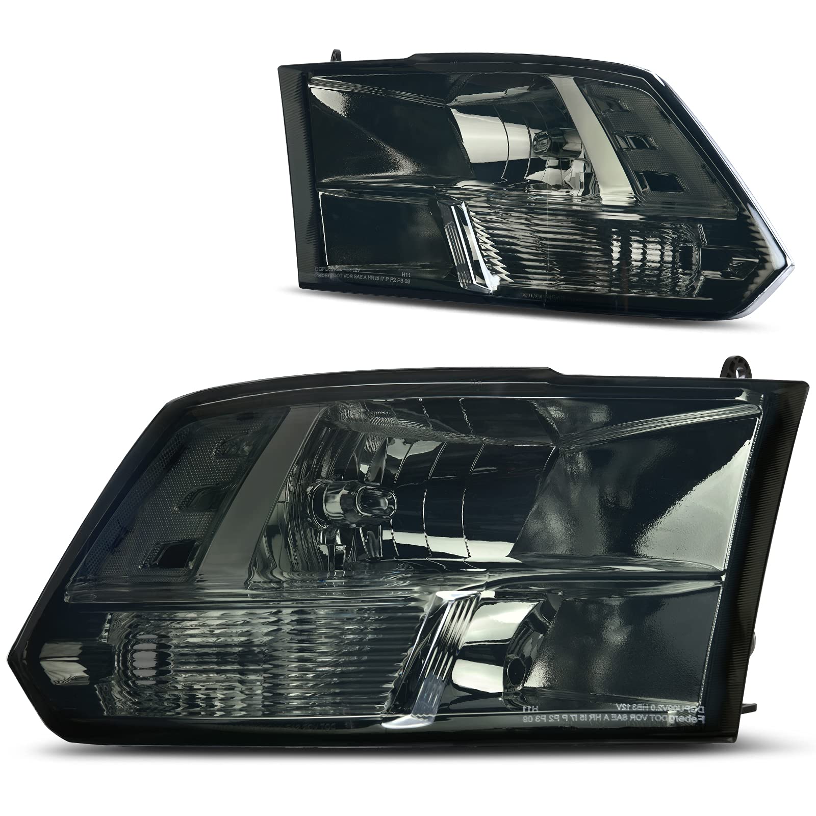 Dwvo Headlights Assembly Compatible With 2009-2018 Dodge Ram 1500 2500 3500/2019-2022 Ram 1500 Classic Pickup Quad Headlamp Repl