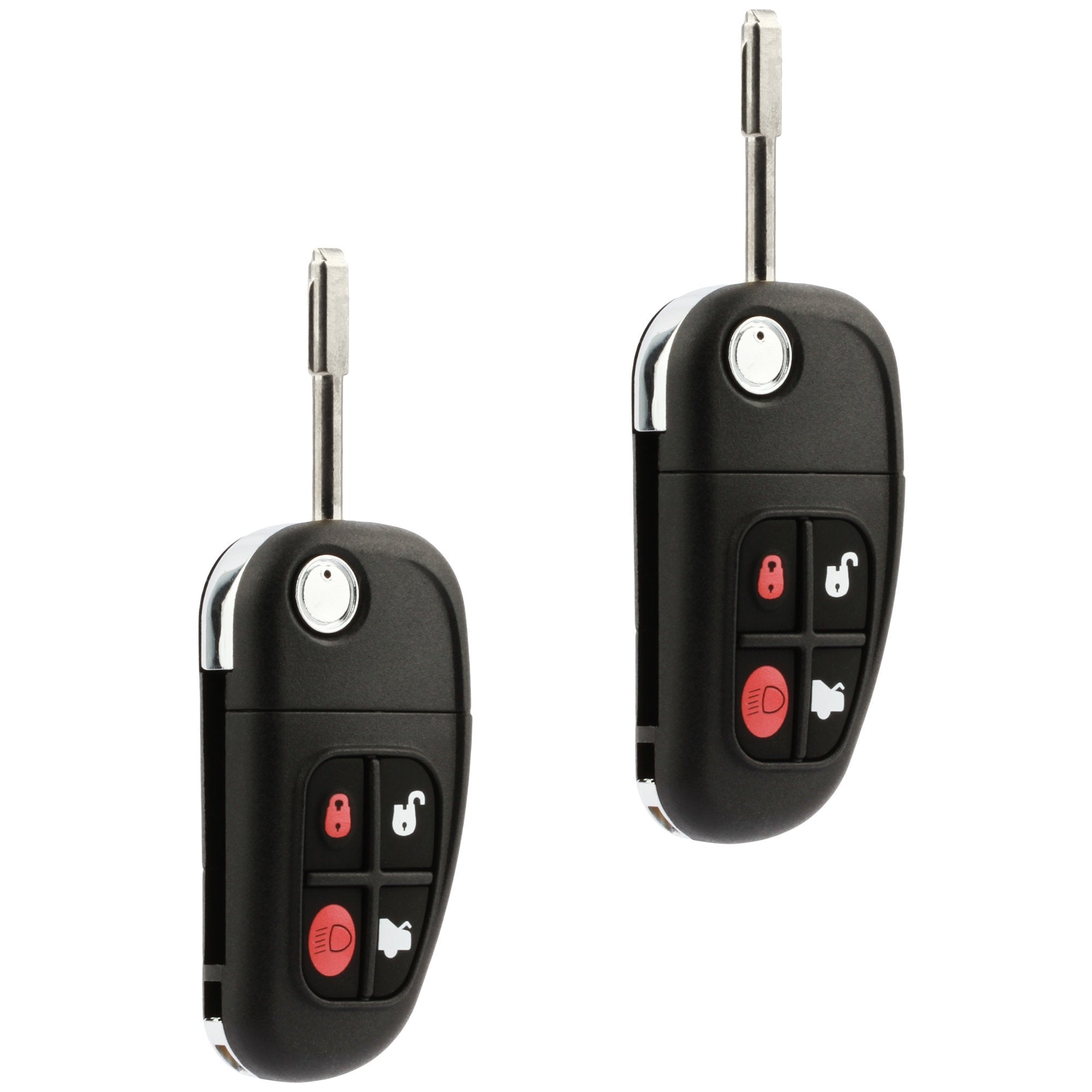 Car Key Fob Keyless Entry Remote Flip Fits 2001 2002 2003 2004 2005 2006 2007 2008 Jaguar S-Type, X-Type, Xj8 (Nhvwb1U241), Set 