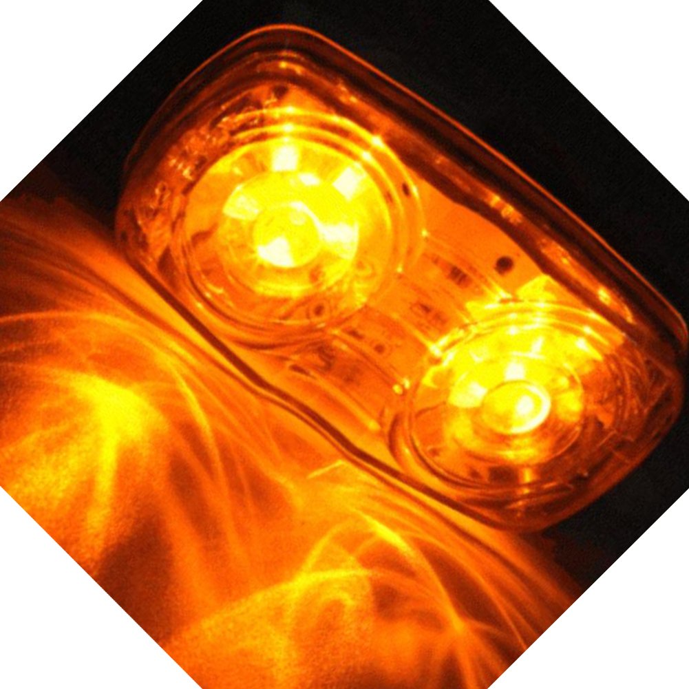 New Sun 8 Pcs 4X2 Inch Trailer Rv Marker Led Light, Bullseye/Tiger Eye/Double Bubble Clearance Light, 10 Leds, Amber/Red 12V Rec