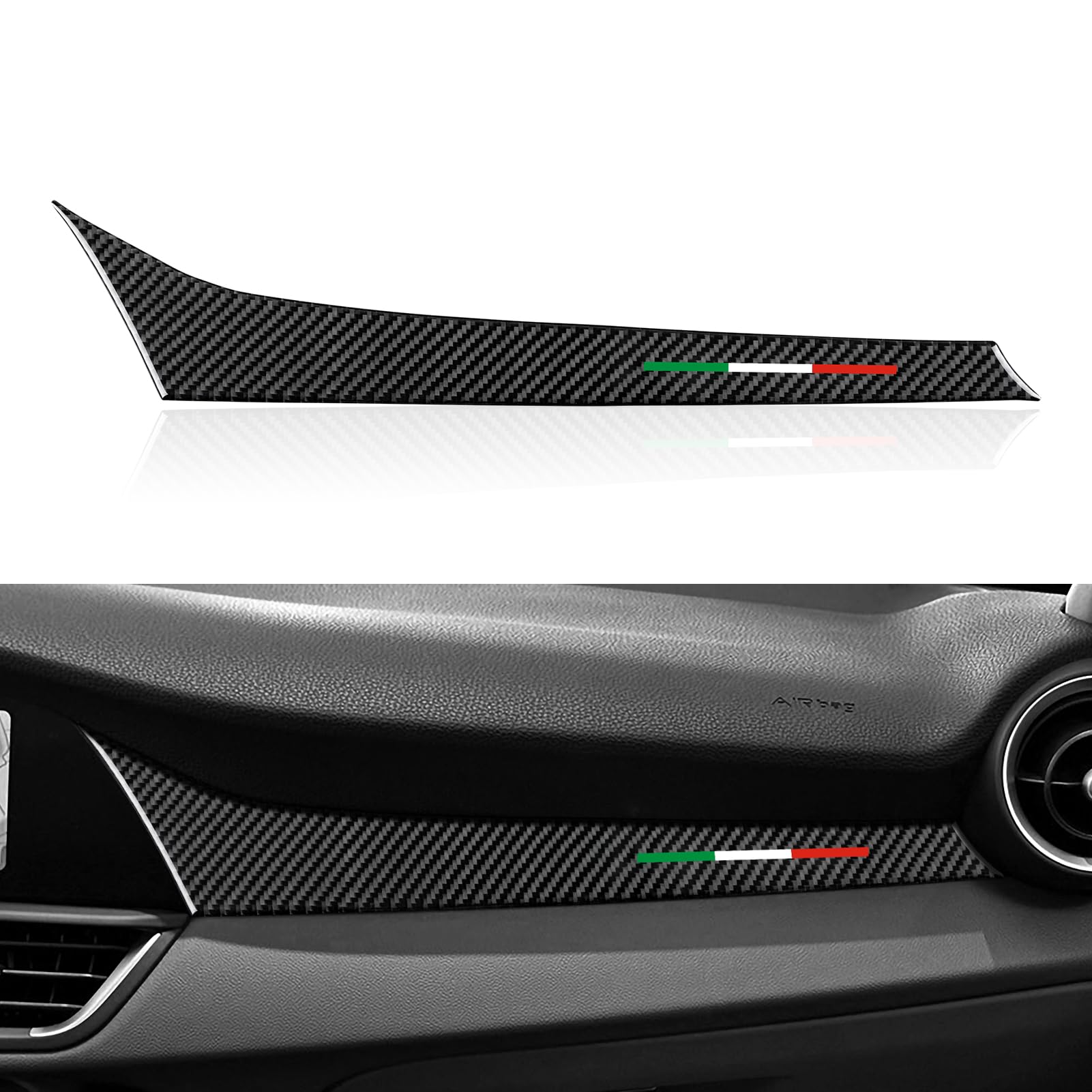 Car Trim Carbon Sticker Decal Co-Pilot Cover Passenger Decor Fits For Alfa Romeo Giulia 2016 2017 2018 2019 2020 2021 2022 2023