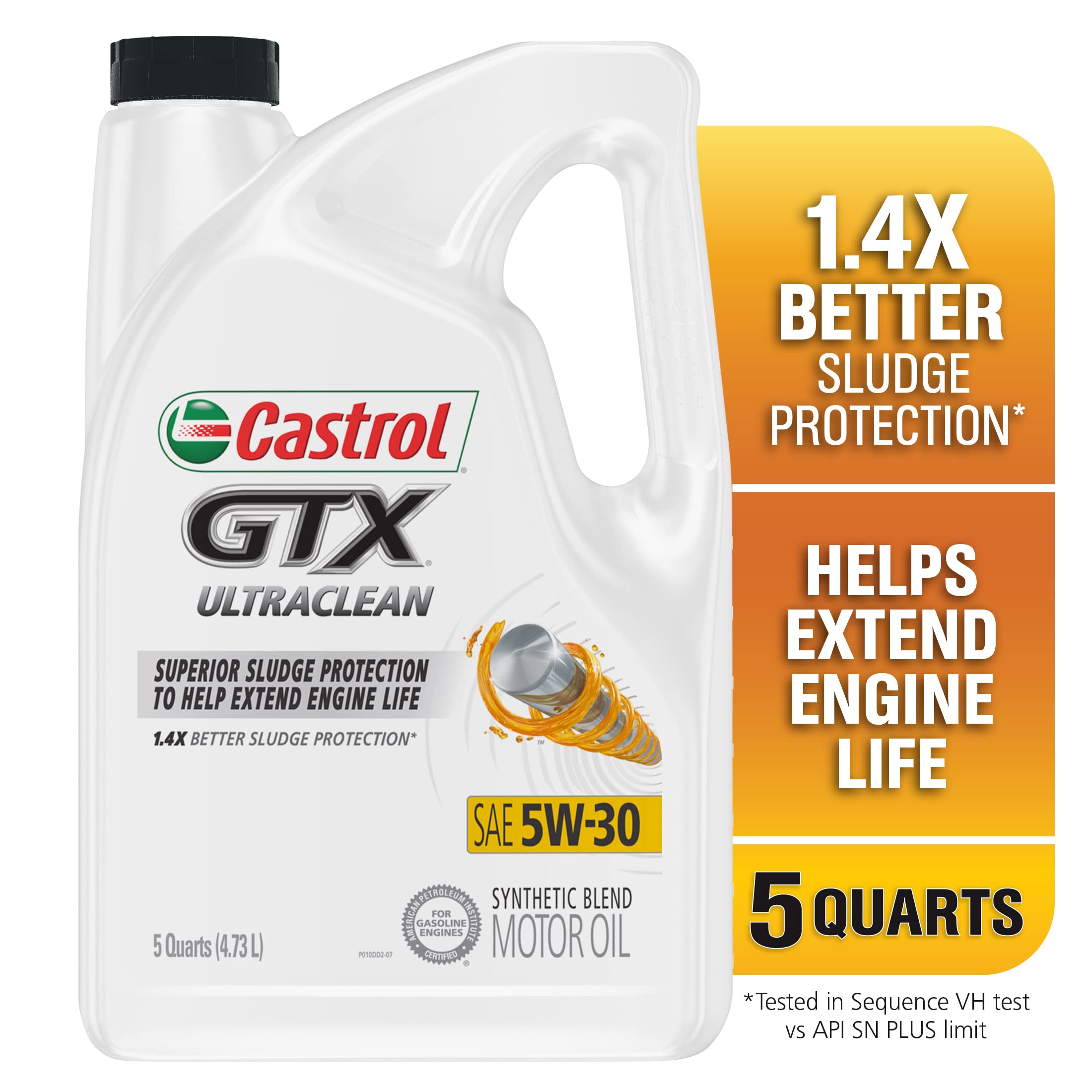 Castrol Gtx 5W-30 Synthetic Blend Motor Oil, 5 Quarts