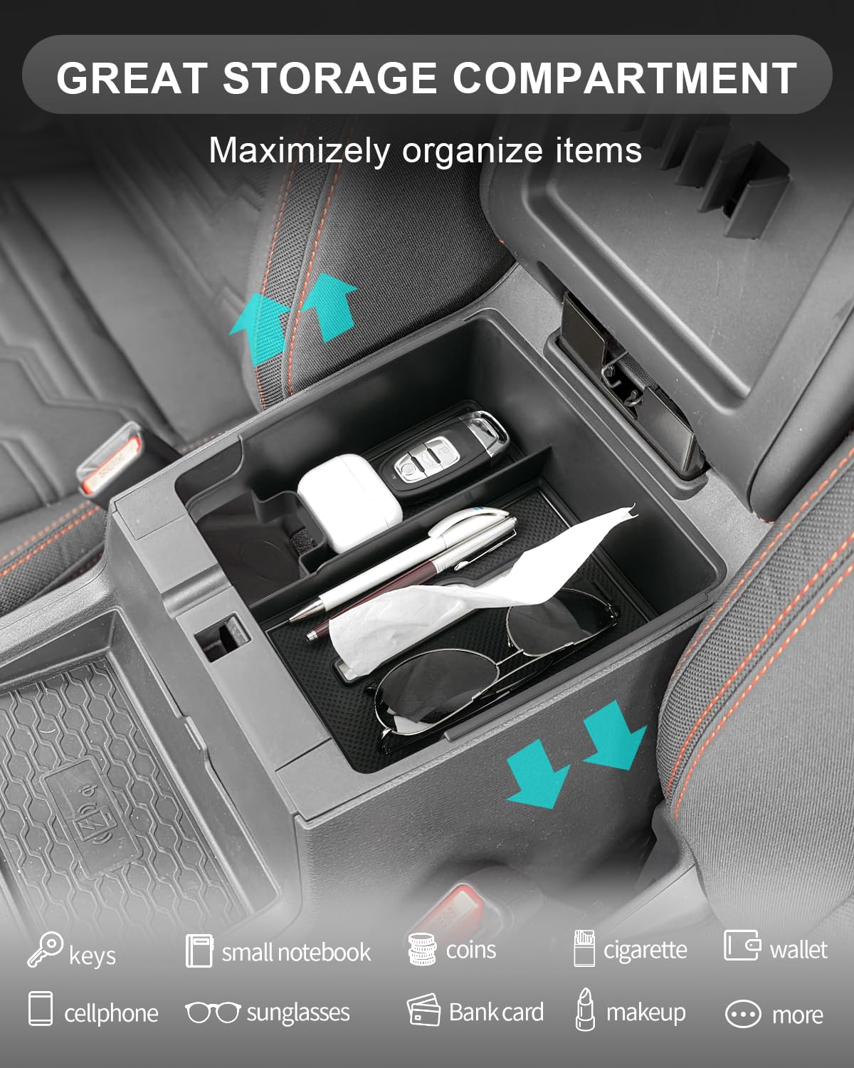 Cdefg Center Console Organizer Tray Compatible With 2022-2025 Nissan Frontier With Tissue Slot, 2024 2025 Frontier Truck Accesso