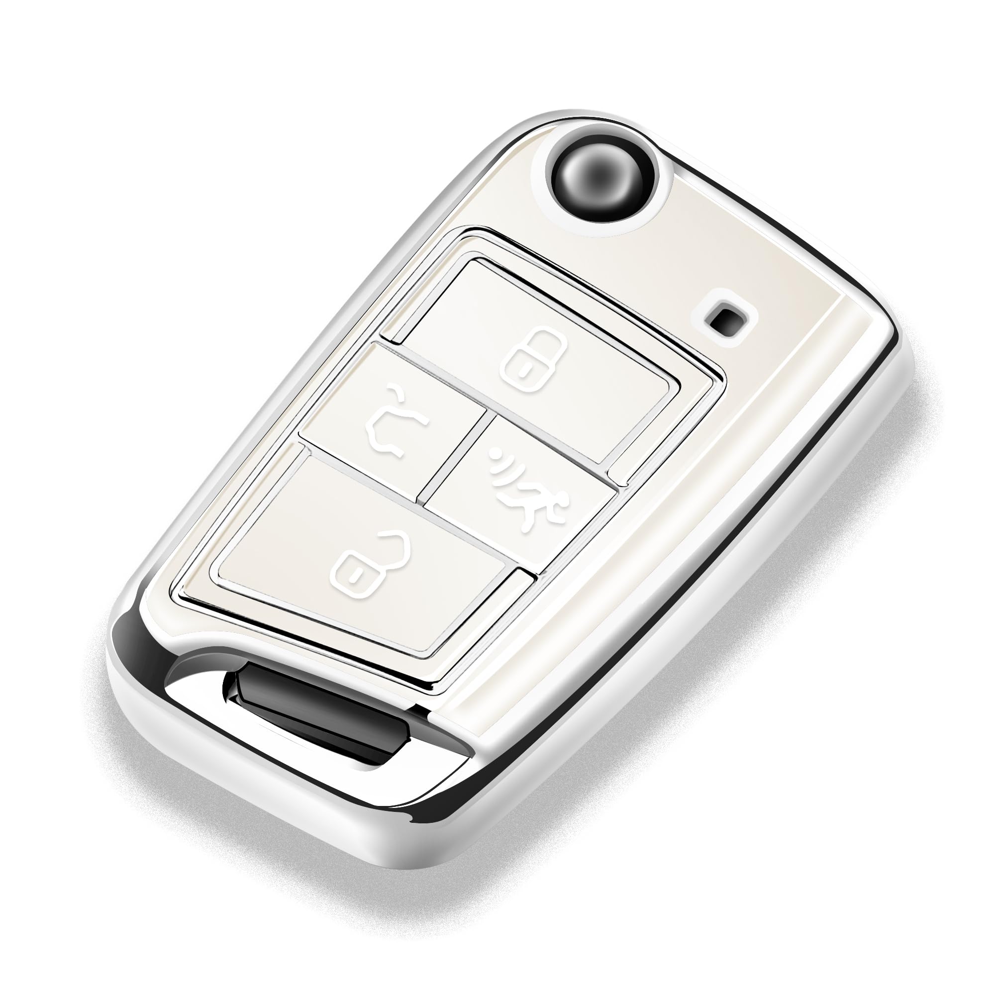 Tukellen For Volkswagen Key Fob Cover, Premium Soft Tpu Full Protection Key Fob Case Vw Arteon Atlas Golf Jetta Passat Tiguan Smart Keyless Fob Remote Key (White)