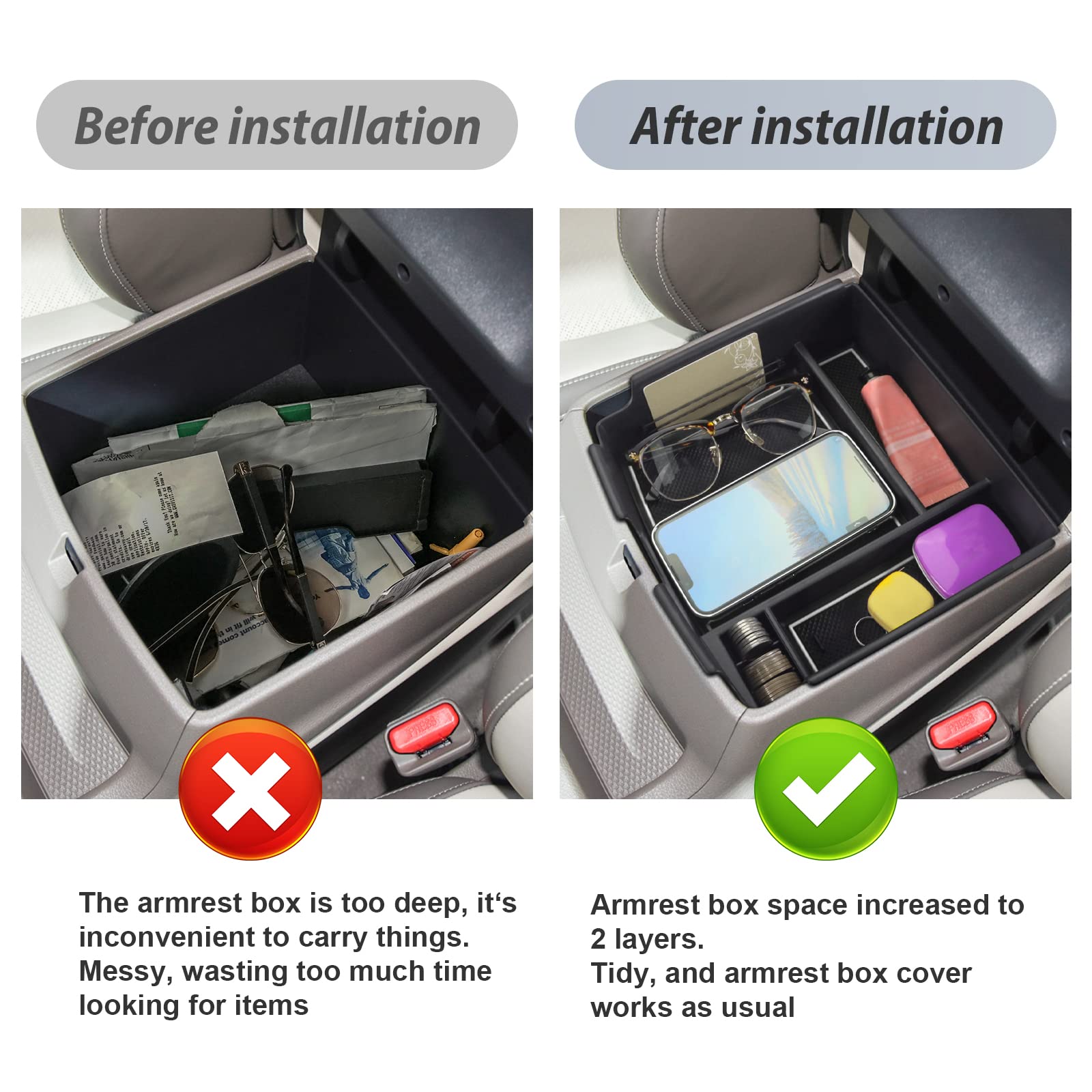 Sktu Compatible With 2022 2023 2024 Kia Carnival Mpv Center Console Organizer Carnival 2023 2024 Accessories Abs Black Materials