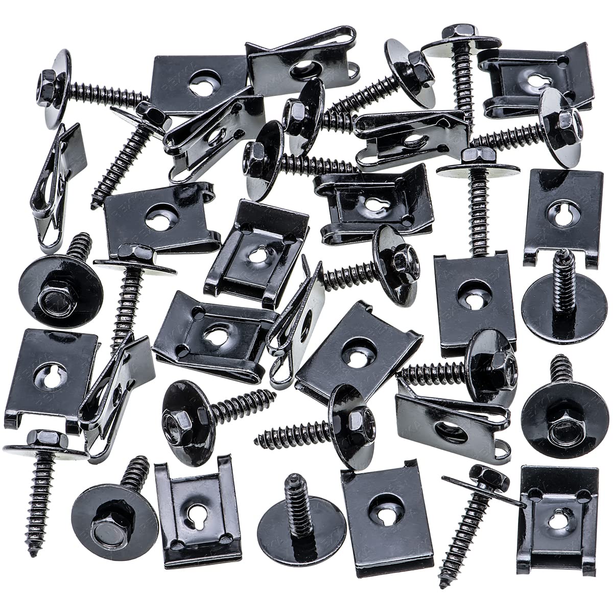 Rexka 20 Sets M4.2 Universal Fender Liner Engine Splash Shield Hex Head Screw & U Nut Kit For Gm Chevy Ford Buick Jeepchrysler -