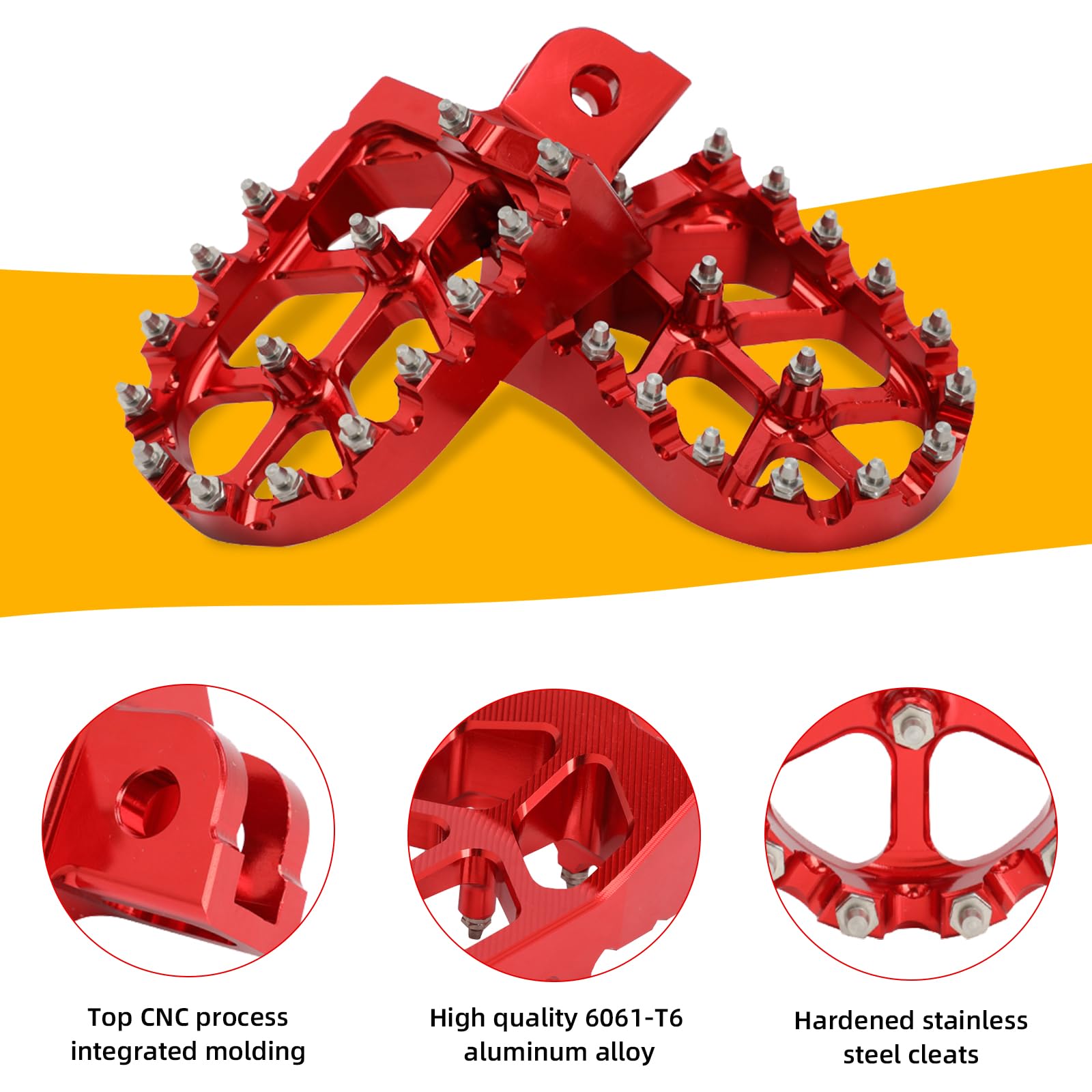 Iuvwisn Motorcycle Footpegs Foot Pegs Rest Pedal Mx Style Cnc For Grom Msx 125 2013-2023 Monkey 125 2020-2023 Grom Clone Red