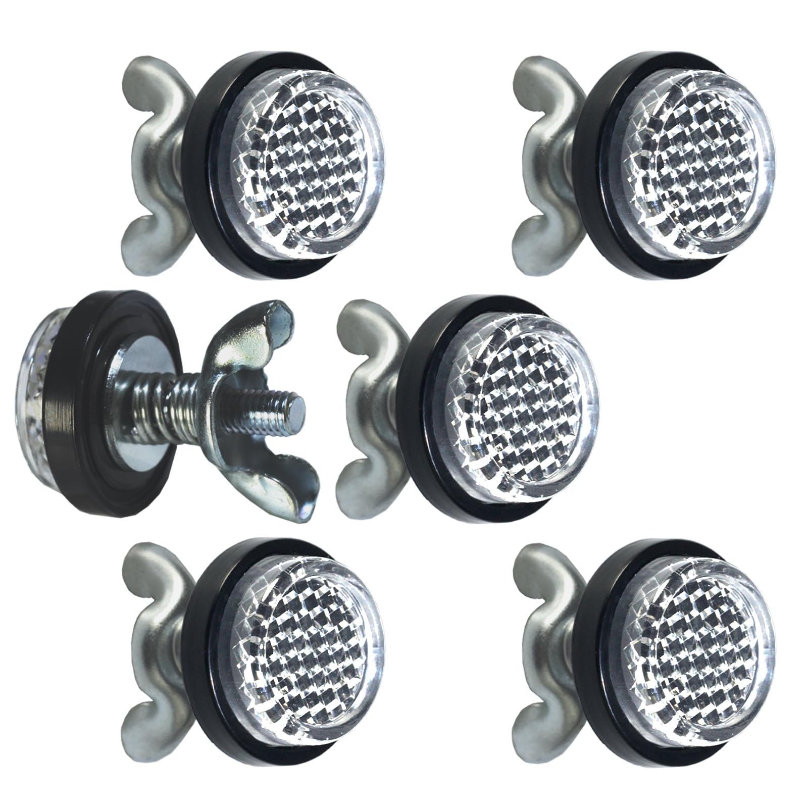 White Reflector Motorcycle License Plate Bolts And Nuts