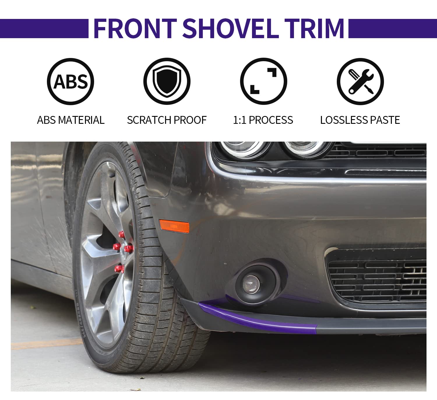 Voodonala For Dodge Challenger 2015-2023 Front Bumper Lip Splitter Protector Cover Compatible For Challenger 2015-2023(Purple, S