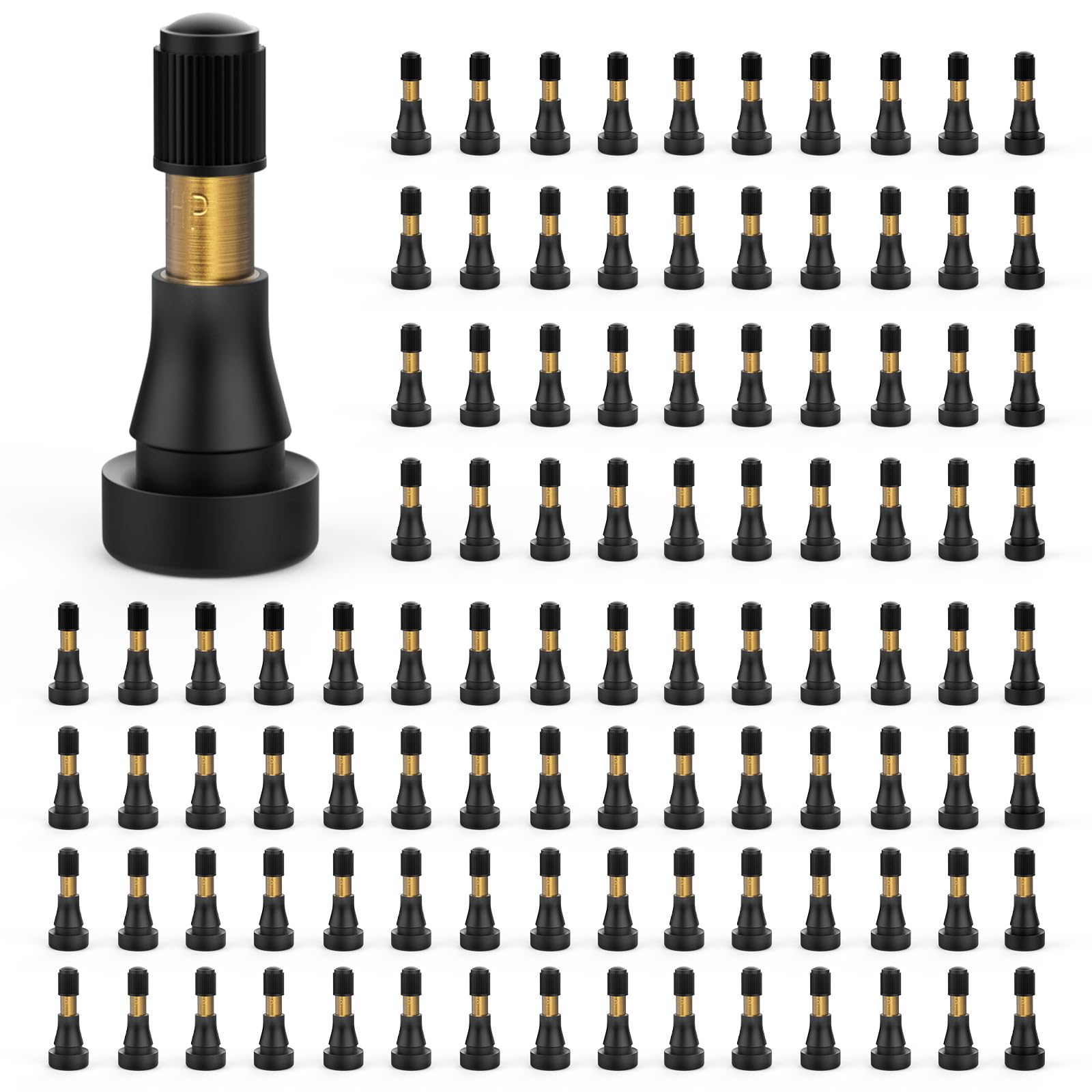 100PCS TR600HP Tire Valve Stems, High Pressure Brass Rubber Snap-in Tire Wheel Valve Stem for Most Car Auto Tires