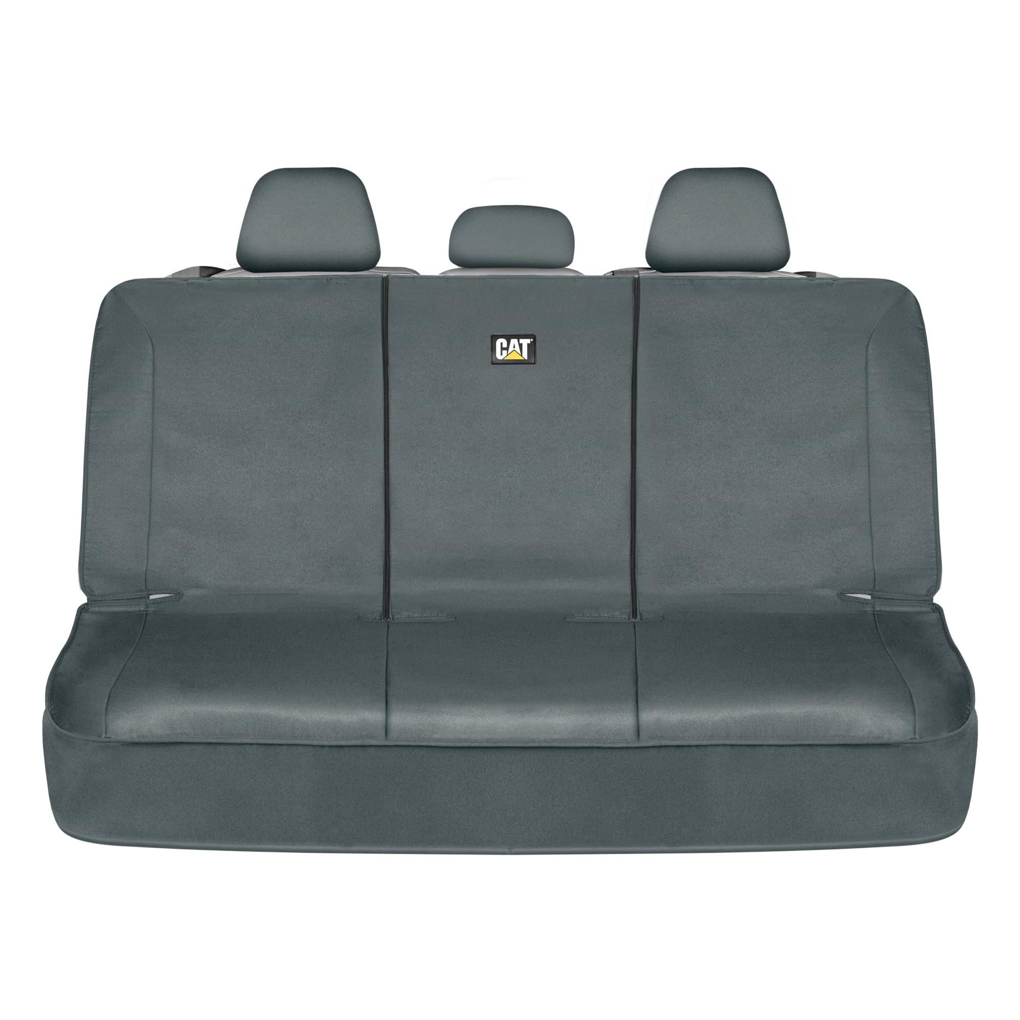 Cat Flexfit Back Seat Cover For Cars Trucks Suv, Zipper Split Rear Bench Protector With Durable Canvas Material, Interior Cover