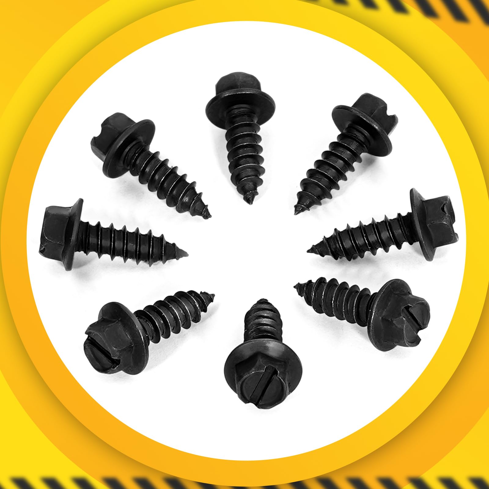 Upgraded License Plate Screws with Nylon Retainers, License Plate Screw Kit for Front & Rear Plates, #14 x 3/4'' Slotted Hex Hea
