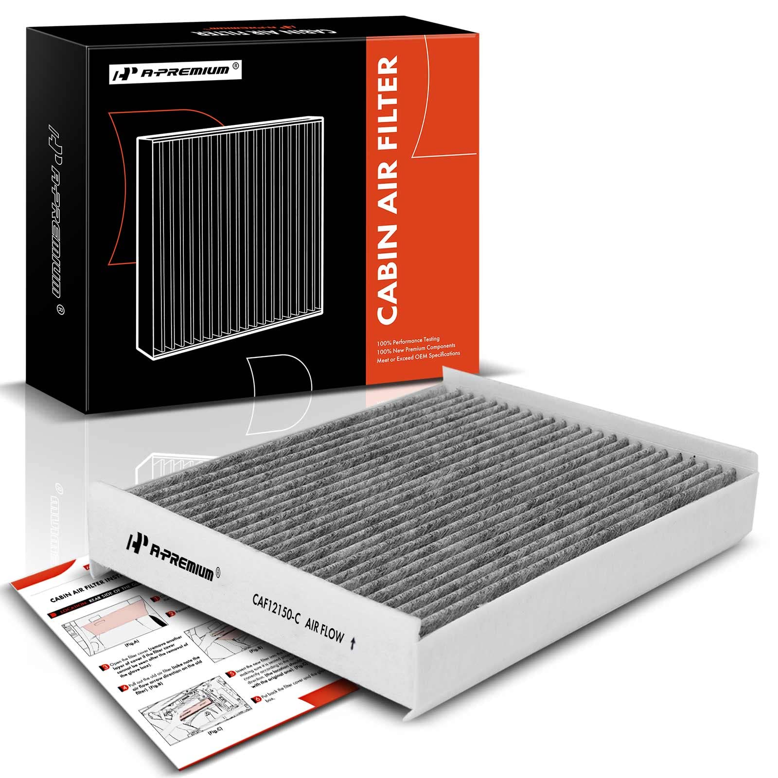A-Premium Cabin Air Filter With Activated Carbon Compatible With Ford & Lincoln Models - F-150 (15-22), F-250 F-350 F-450 Super Duty (17-22), F-550 Super Duty, Expedition (18-22), Navigator (18-23)