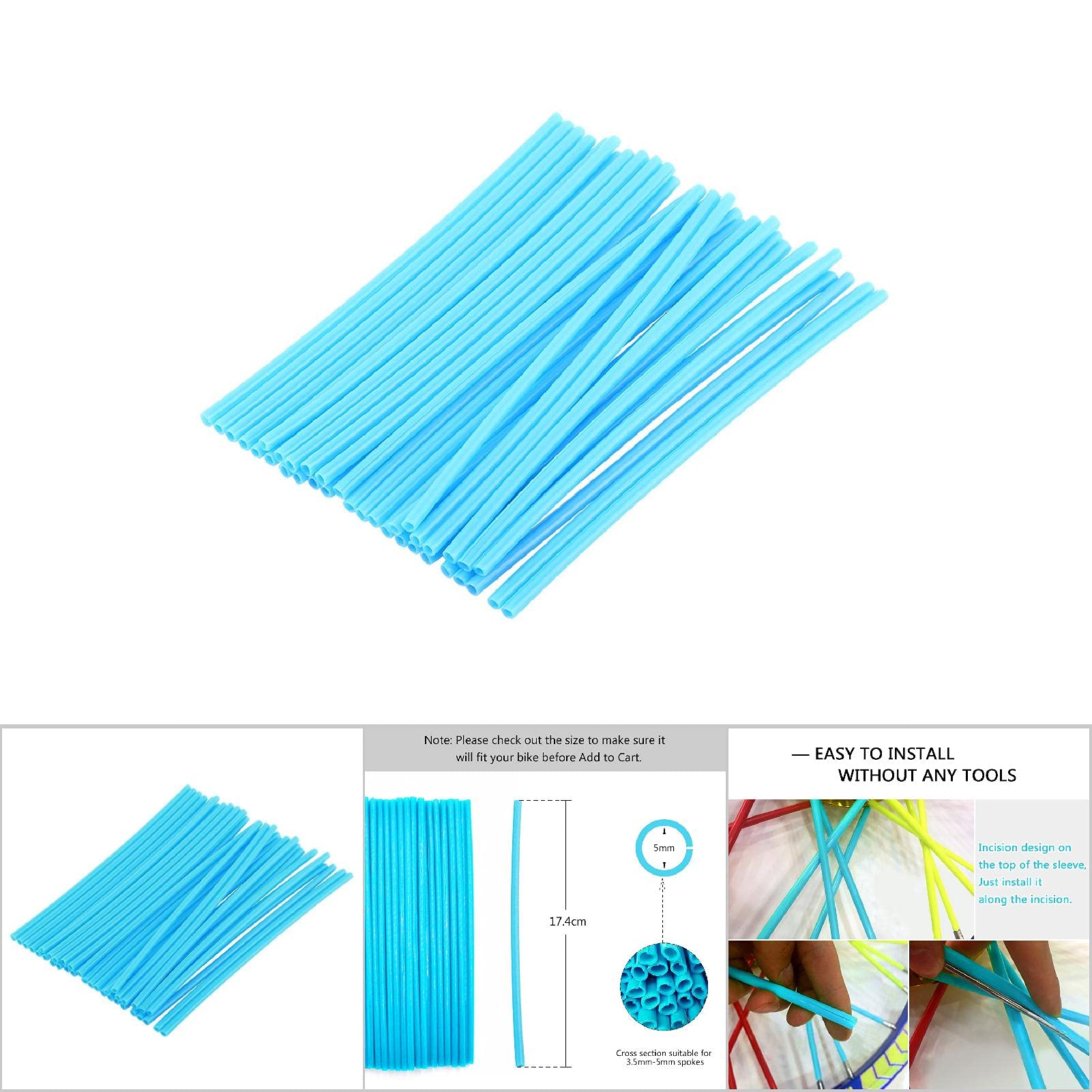 VGEBY 36Pcs Spoke Skins,Motorcycle Dirt Bike Enduro Wheel Motocross Spoke Skins Rims Covers (Sky Blue) Spoke Skins Blue And Pink