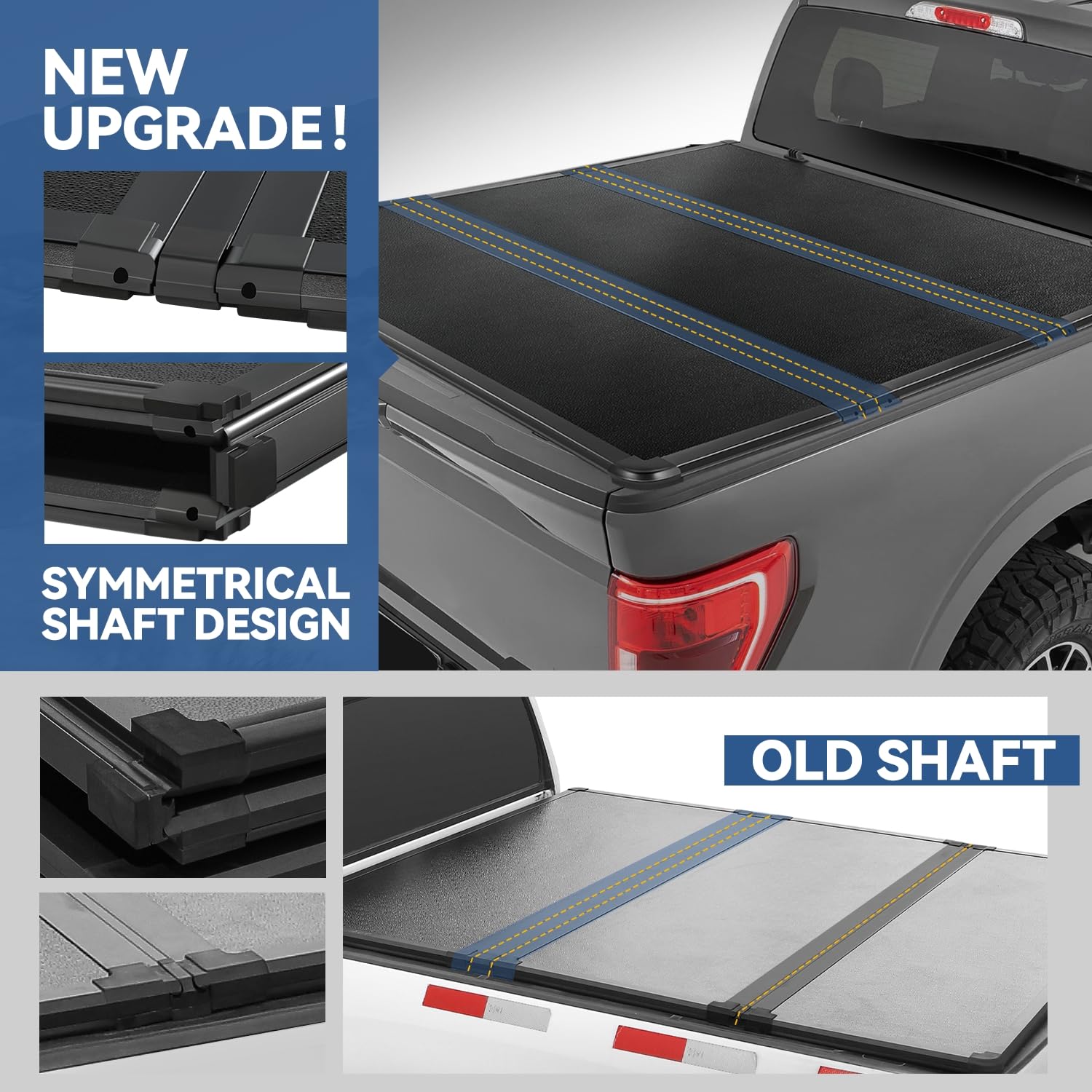 Auto Dynasty Frp Hard Tri-Fold Truck Bed Tonneau Cover Compatible With 2016-2024 Toyota Tacoma 5Ft Fleetside/Styleside Bed, Blac