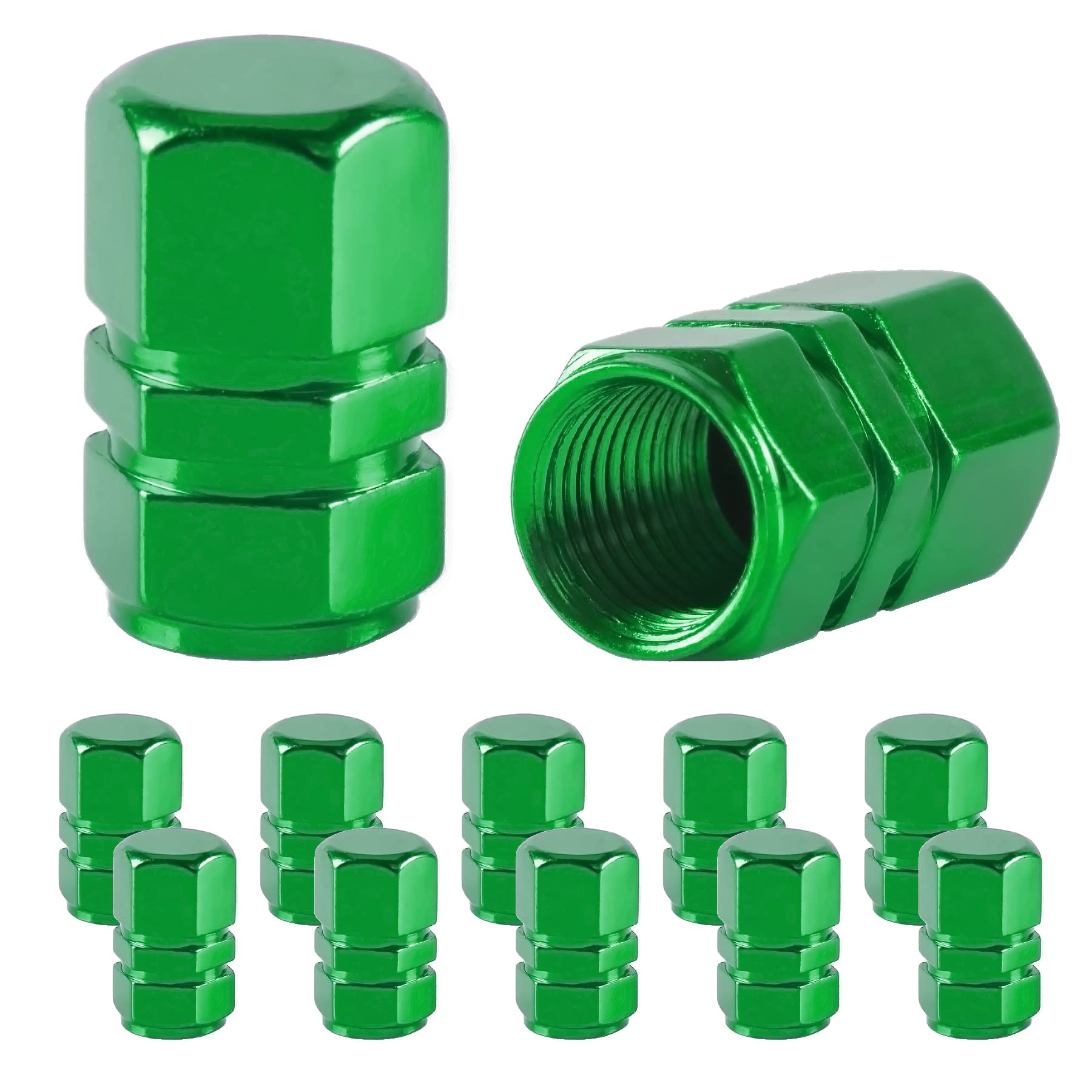Justtop Car Tire Valve Stem Caps, 12Pcs Air Caps Cover, Universal For Cars, Suvs, Bike, Trucks And Motorcycles-Green
