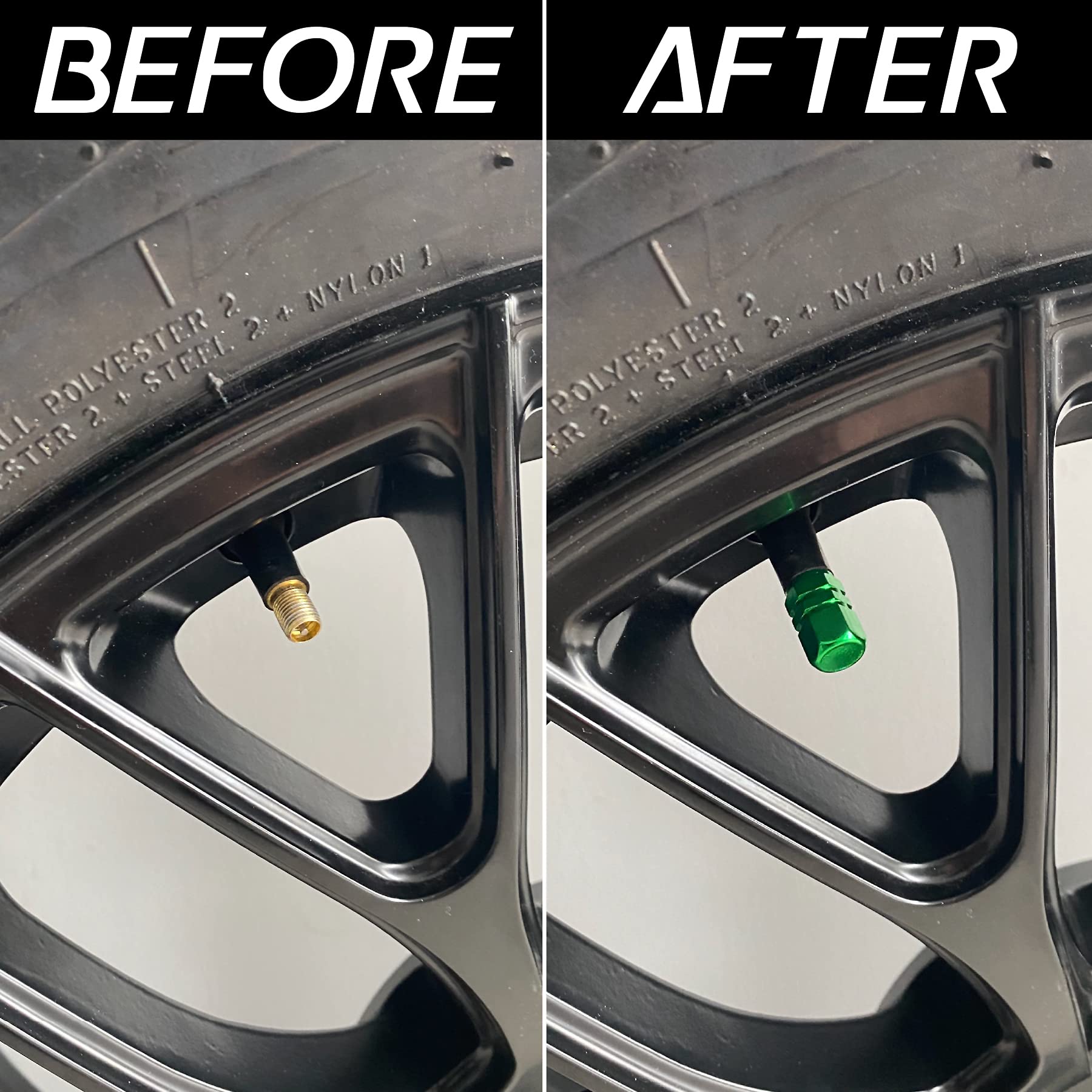 Justtop Car Tire Valve Stem Caps, 12Pcs Air Caps Cover, Universal For Cars, Suvs, Bike, Trucks And Motorcycles-Green