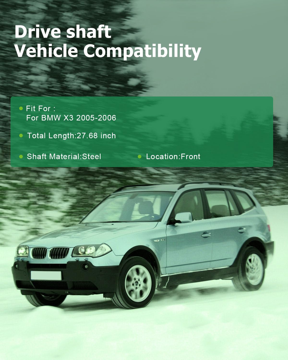Scitoo 27.68'' Front Drive Shaft Assembly Propeller Shaft Compatible For Bmw X3 2.5L 2005-2006,For Bmw X3 3.0L 2005-2006