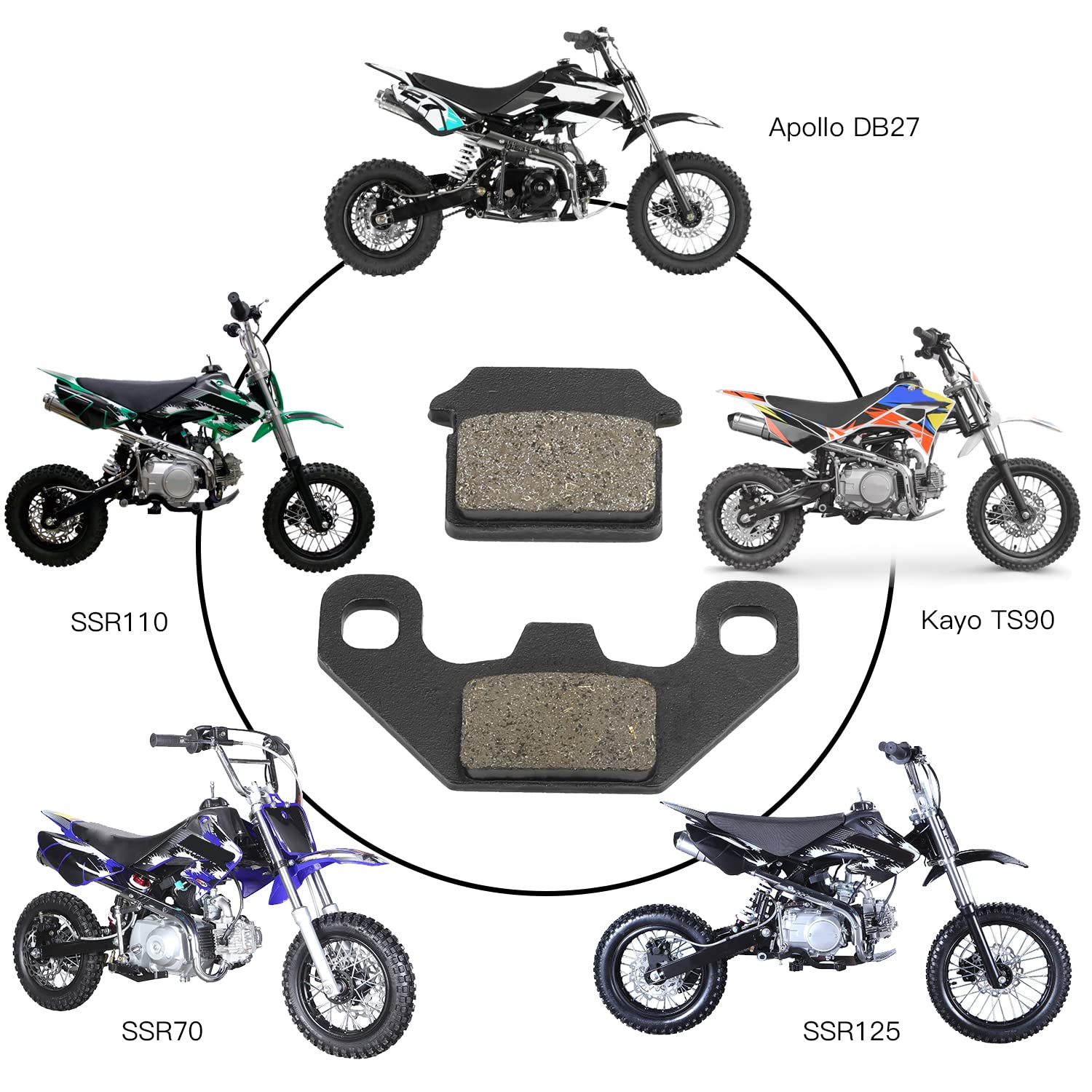 Yoxufa Rear Ceramic Disc Brake Caliper Pads Shoes For 70Cc 90Cc 110Cc 125Cc Ssr Apollo Db27 Kayo Ts90 Tsd-F110 Stomp Juicebox Fxj110 4-Stroke Engine Chinese Pit Dirt Bike Parts