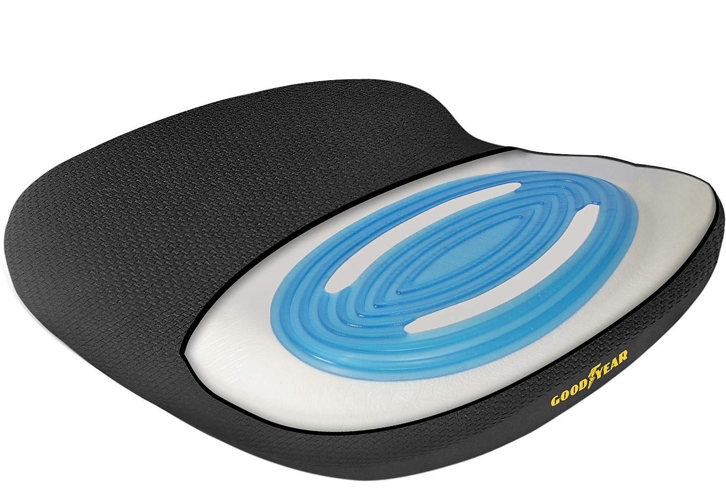 Goodyear Gel Seat Cushion Gy1143 For Office Chair Memory Foam Non-Slip Cooling Gel Padding With Removeable Washable Cover