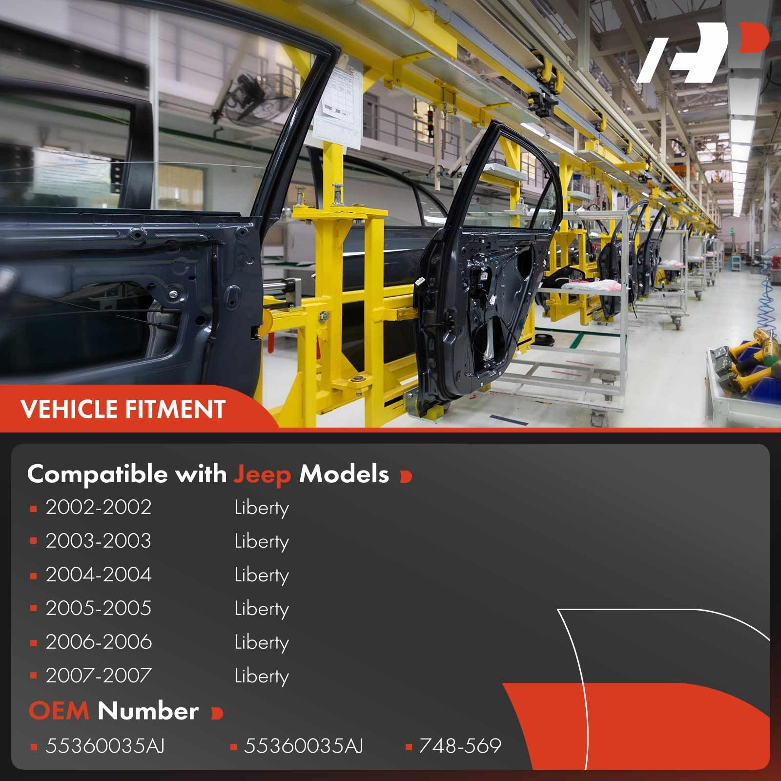 A-Premium Power Window Regulator With Motor Compatible With Jeep Liberty Kj Series 2002-2006 Rear Left Driver Side (Ball Stud St