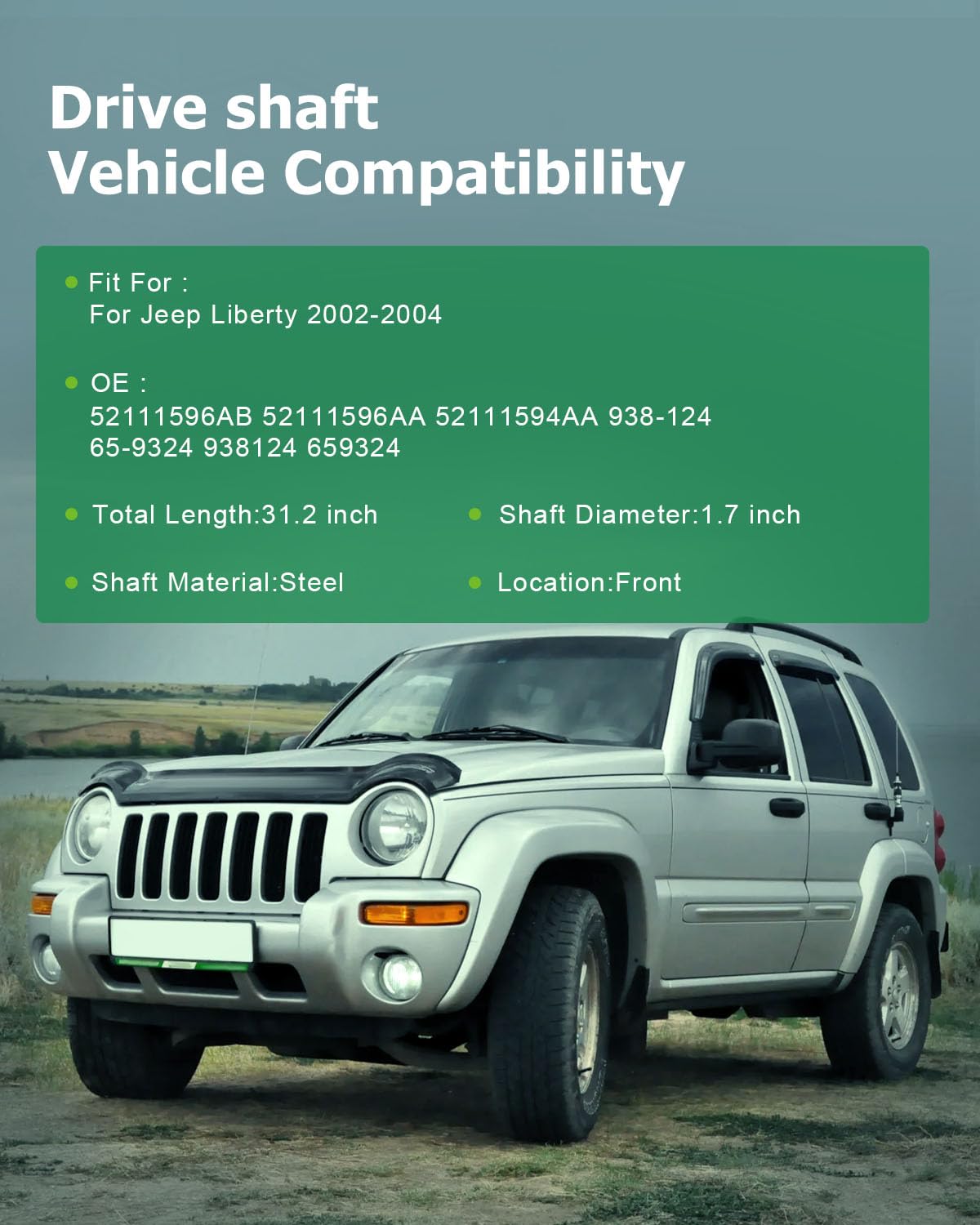 Scitoo 31.2'' Front Drive Shaft Assembly Propeller Shaft Compatible For Jeep Liberty 2002-2004 52111596Ab 52111596Aa 52111594Aa