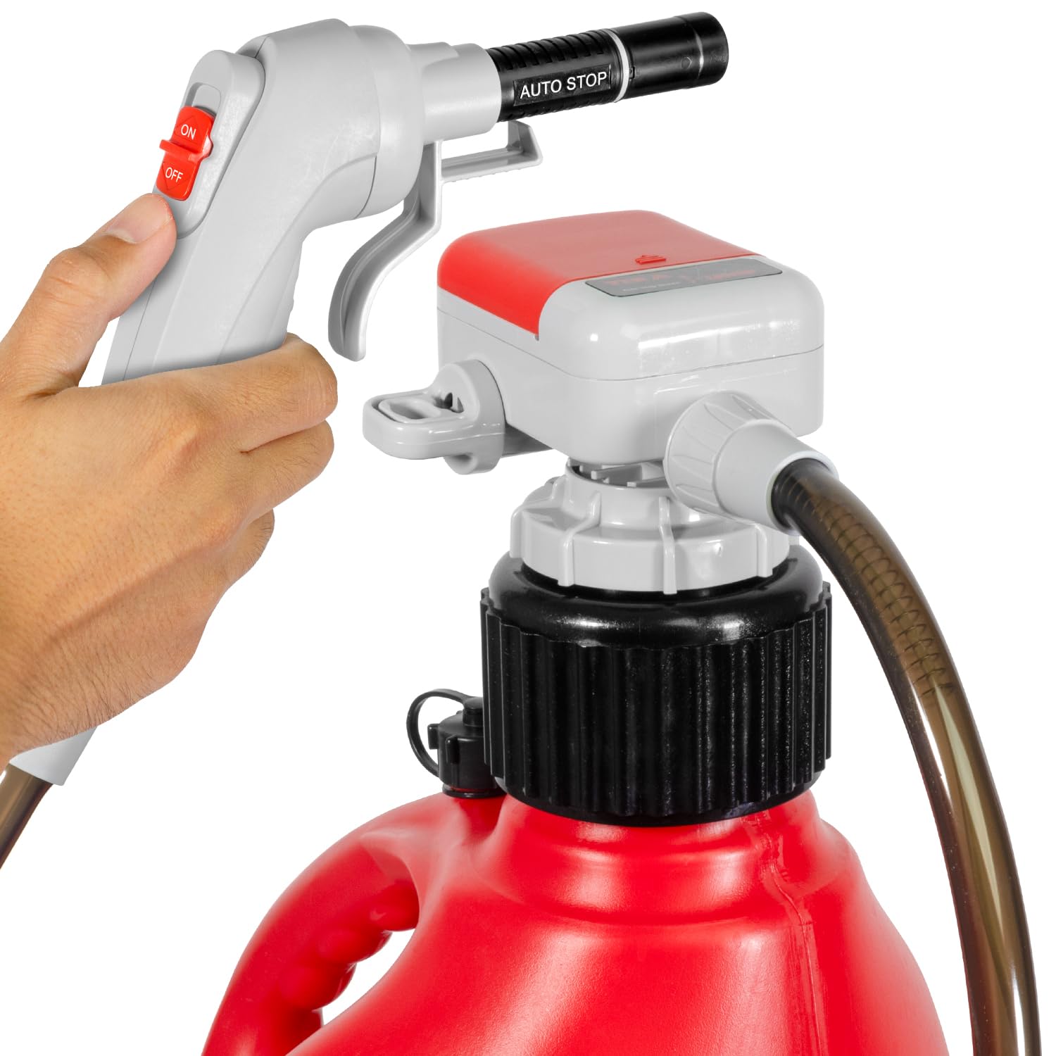 TERA PUMP - Next Gen Auto Stop Fuel Pump - 3X Protection w/Power Switch Nozzle, 4.25-ft XL Vinyl Hose, Flexible Intake Hose, Bui