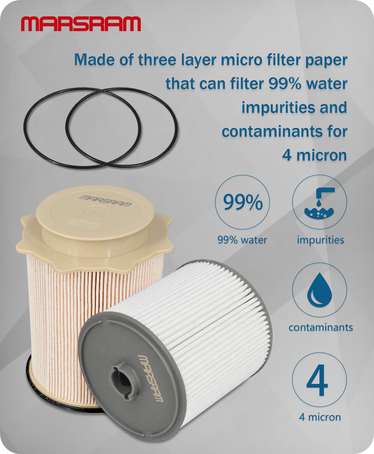 Marsram 6.7 Cummins Fuel Filter Water Separator Set fits for 2019 2020 2021 2022 Dodge Ram 2500 3500 4500 5500 6.7L Cummins Dies