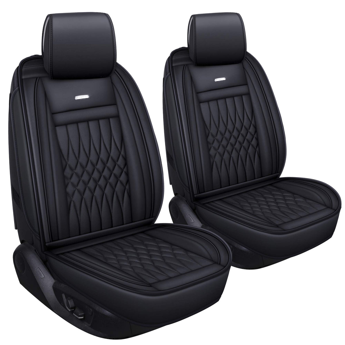 Luckyman Club 2 Pc Front Car Seat Covers With Waterproof Faux Leather Universal For Sedan Suv Truck Fit For Tacoma Altima Chevy