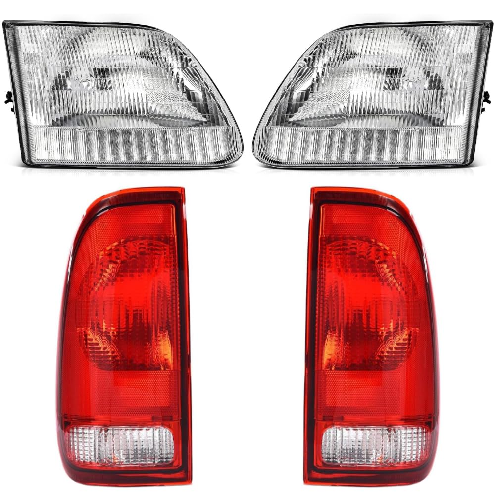 EPIC LIGHTING OE Spec-A Halogen Replacement Headlights Tail Lights Compatible with FORD 97-03 F-150 97-99 F-250-4-Piece Combo