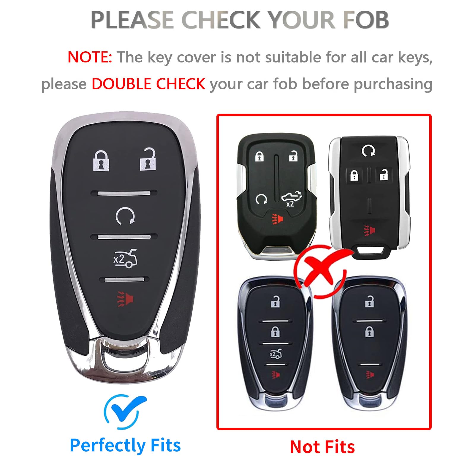 OFFCURVE Car Key Fob Cover Case with Keychain TPU Shell - Smart Key Protector for Chevrolet Chevy Equinox, Malibu, Camaro, Trave