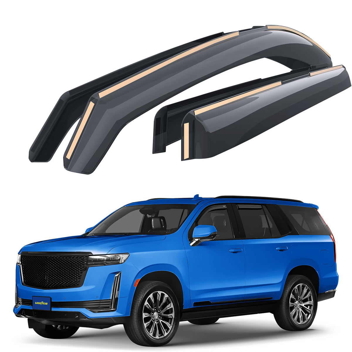 Goodyear Shatterproof In-Channel Window Deflectors For Cadillac Escalade 2021-2025, Rain Guards, Window Visors For Cars, Vent De