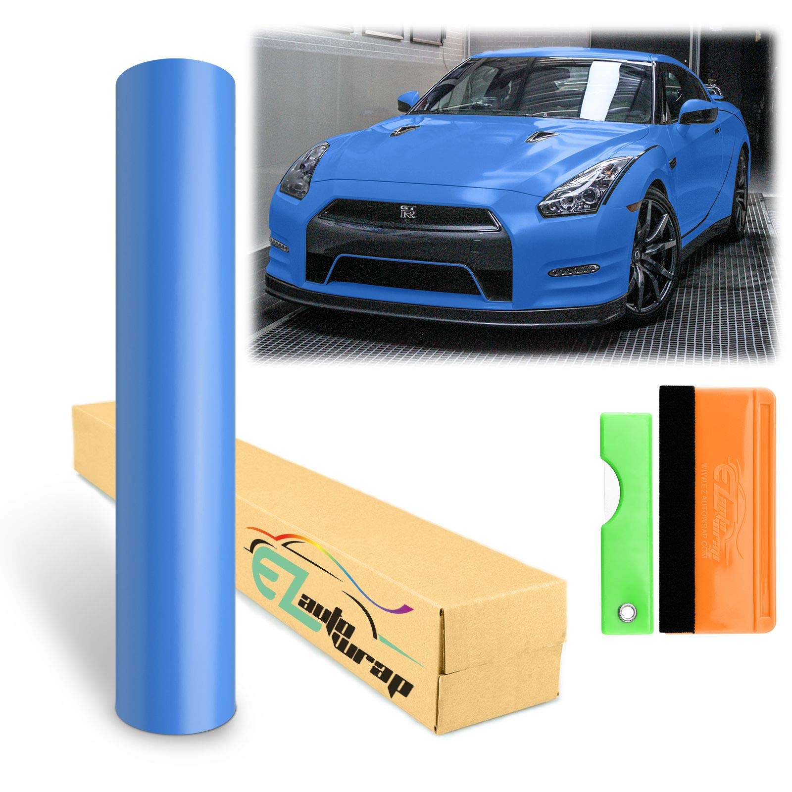 12''X60'' (1Ftx5Ft) Marina Blue Premium Satin Matte Flat Vinyl Wrap Sticker Diy Decal Film Sheet Auto Car Vehicle Motocycle Air 