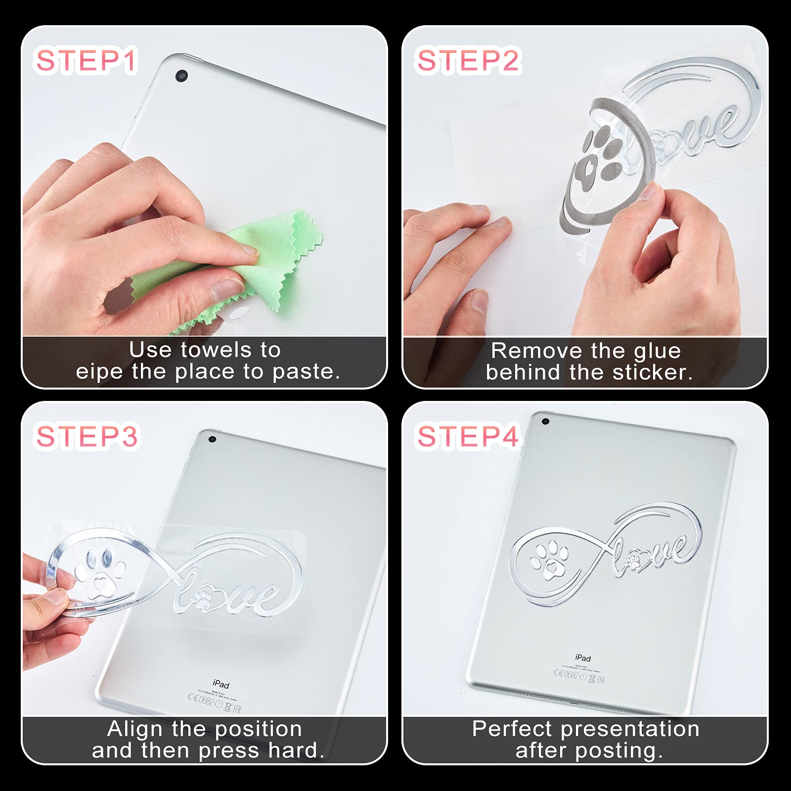 10 Pcs 3D Paw Print Car Decals Window Decal Heart Paw Car Sticker Dog Footprint Self Adhesive Car Decoration Bumper Window Lapto