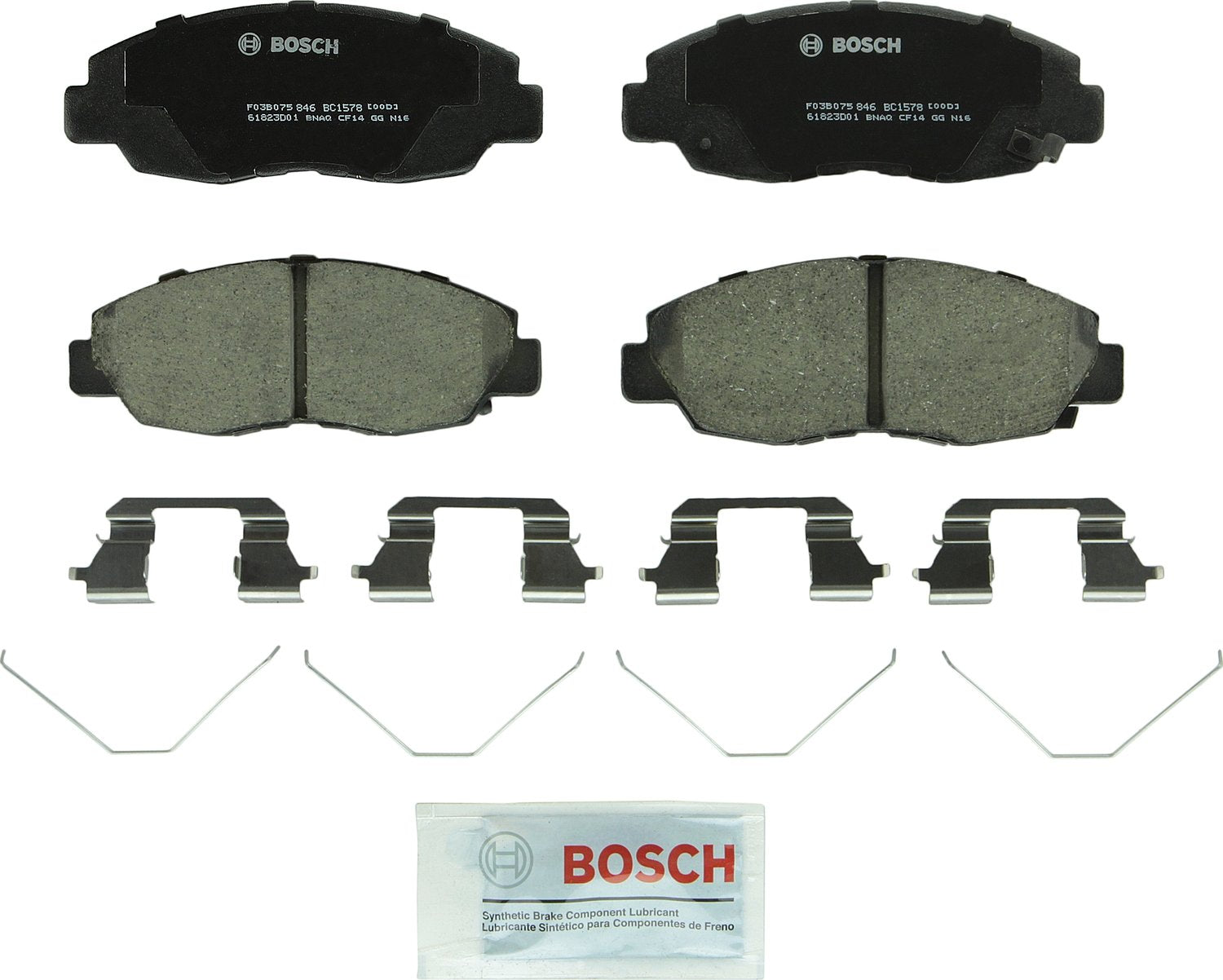 BOSCH BC1578 QuietCast Premium Ceramic Disc Brake Pad Set - Compatible with Select Honda Civic; FRONT