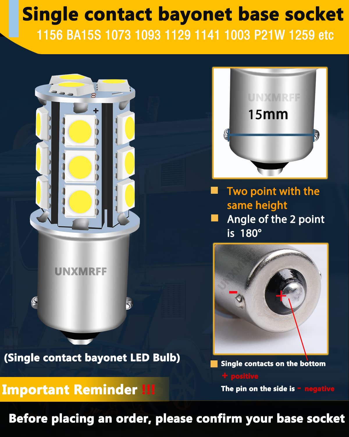 Unxmrff 1156 Led Bulb White Super Bright 7506 1073 1003 1141 Ba15S Led Bulbs 5050 18-Smd Replacement For 12V Rv Interior Ceiling