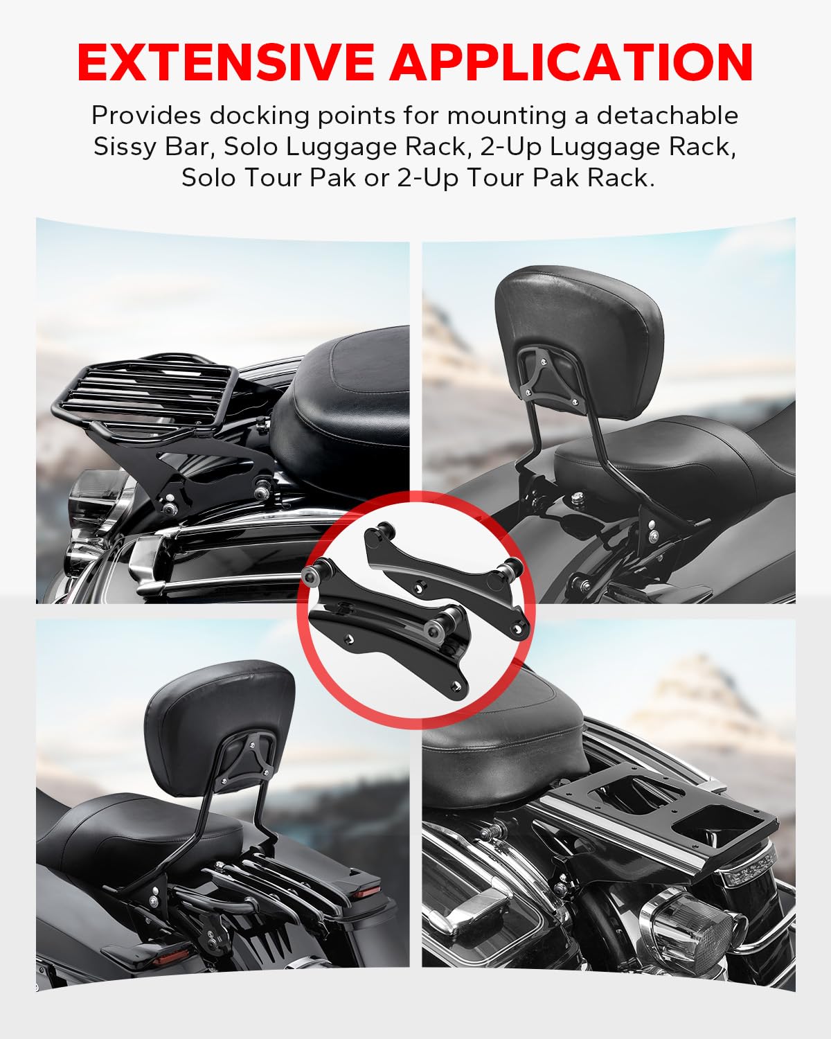 Amazicha Vivid Black 4 Point Docking Hardware Kit Compatible For Harley Davidson Touring Street Glide Electra Glide Road King Road Glide 2014 2015 2016 2017 2018 2019 2020 2021 2022 2023 2024