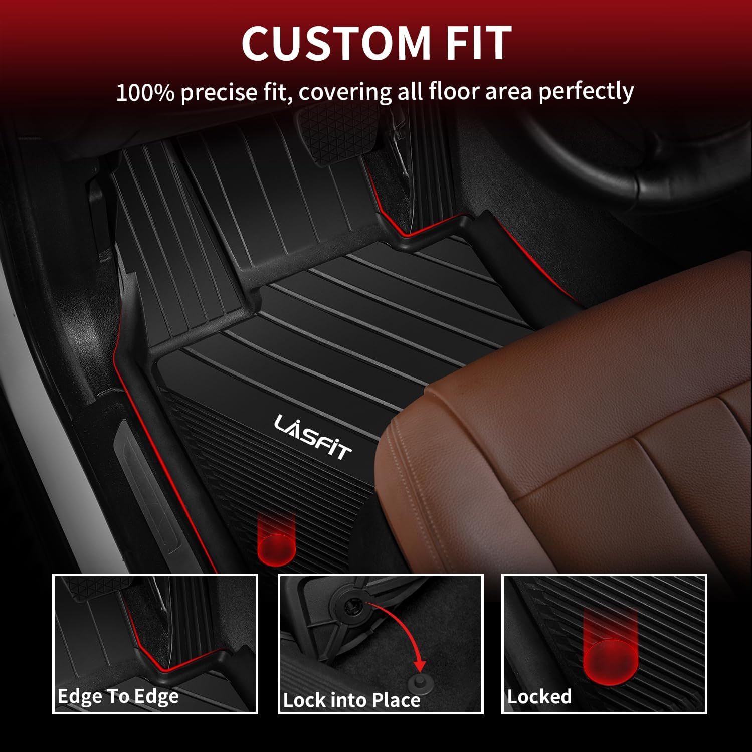 Lasfit Floor Mats For Bmw X5 (F15) 2014-2018 / For Bmw X6 (F16) 2015-2019, Custom Fit Tpe All Weather Floor Liners 1St & 2Nd Row