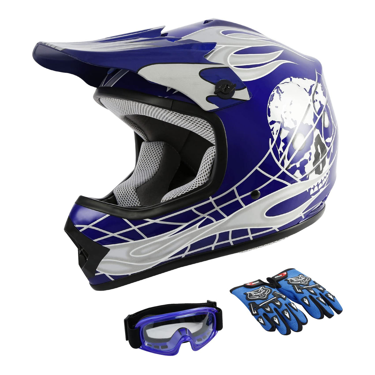 Tct-Mt Dot Youth Kids Atv Motocross Offroad Street Helmet Full Face Motorcycle Off-Road Atv Helmet Dirt Bike Motocross Helmet+Gl