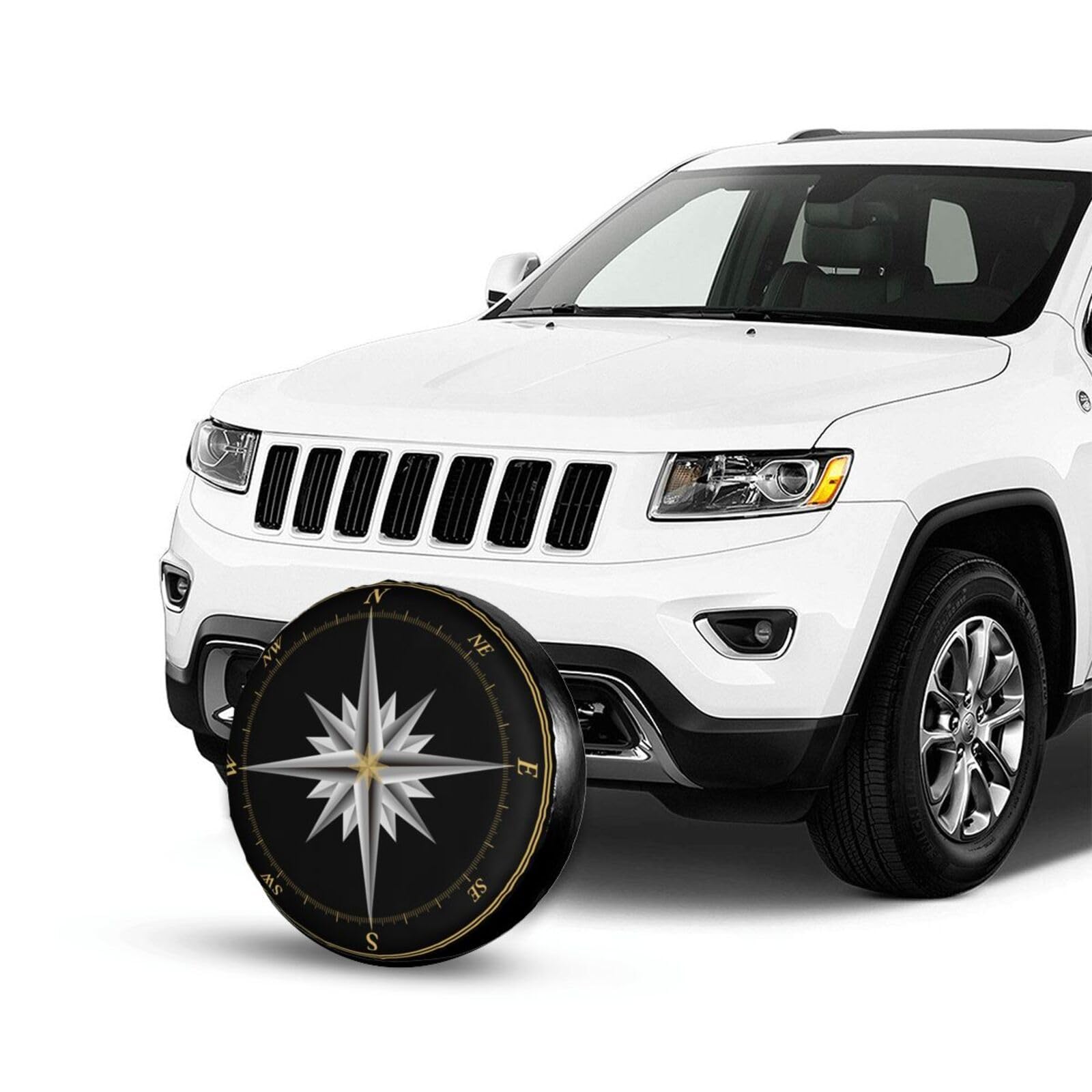 Marine Compass Nautical Spare Tire Cover Camper Tire Wheel Covers Weatherproof Wheel Tire Protector Waterproof Dust-Proof Tyre C