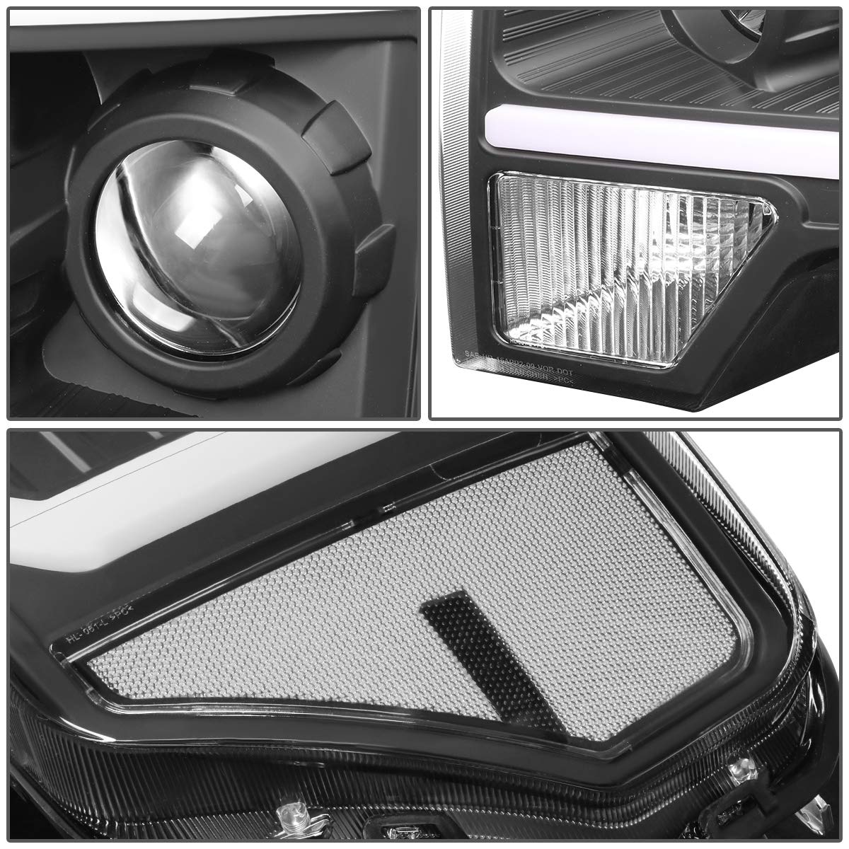 Dna Motoring Hl-Lb-F15009-Bk-Cl1 Pair Led Drl Projector Headlight Lamp Replacement For 09-14 Ford F-150, Black/Clear
