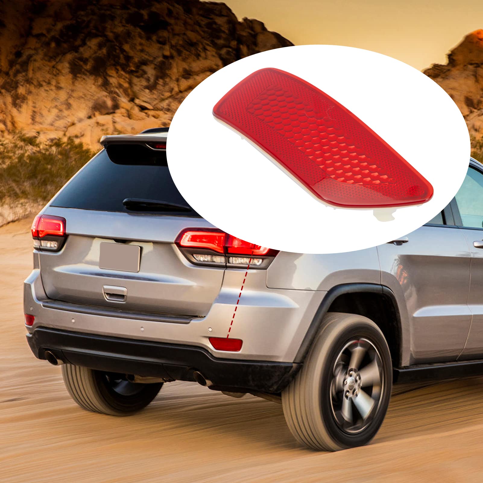 Nfspeeding 2 Pcs Rear Bumper Reflectors Compatible With Grand Cherokee 2011-2021,Compass 2011-2017, Journey 2011-2020, Replaces 57010721Ac 57010720Ac (Red Lens, Left And Right)