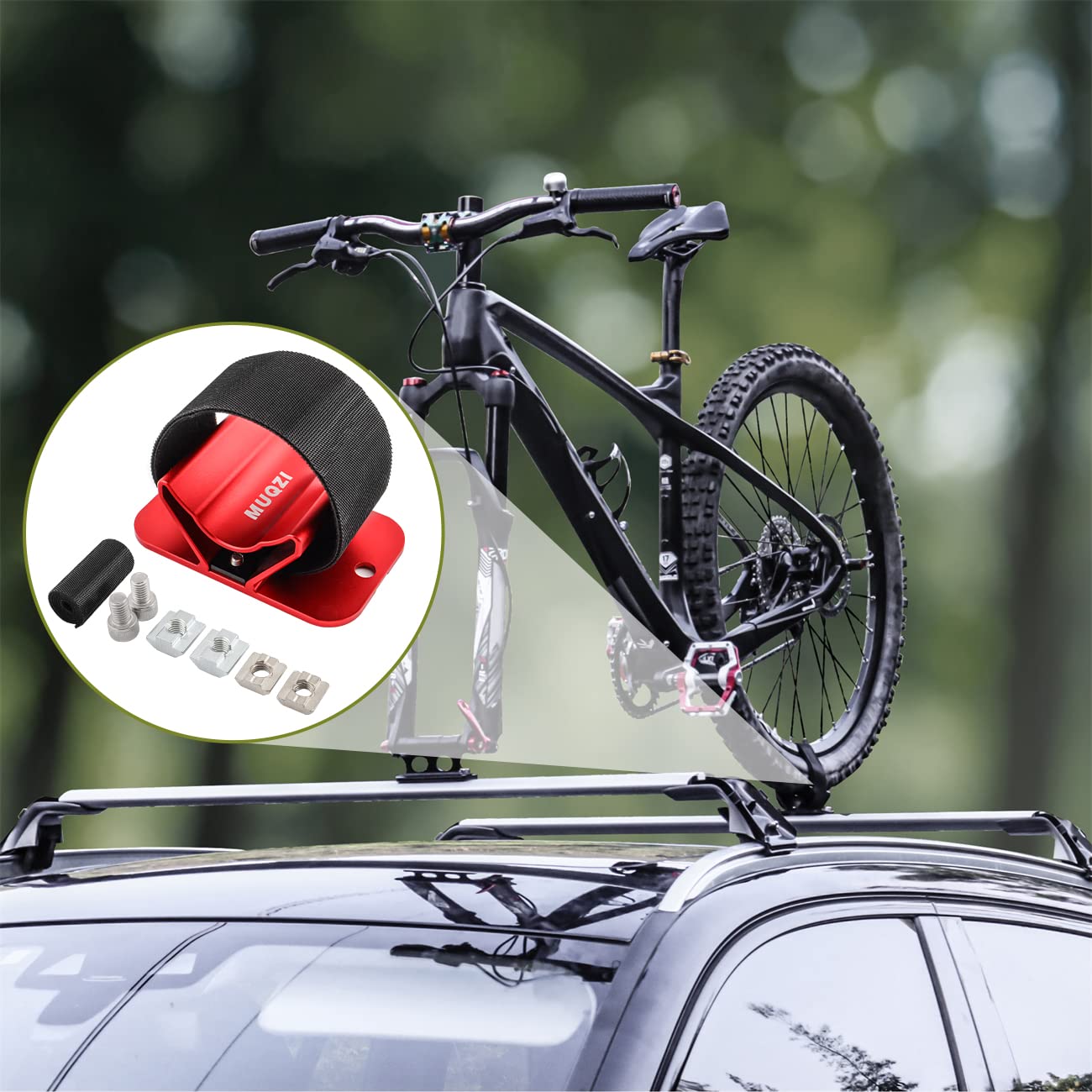 Muqzi Bicycle Rear Wheel Rack Mount Car Carrier Holder Installation For Road Mountain Bike Safe Transportation, Red